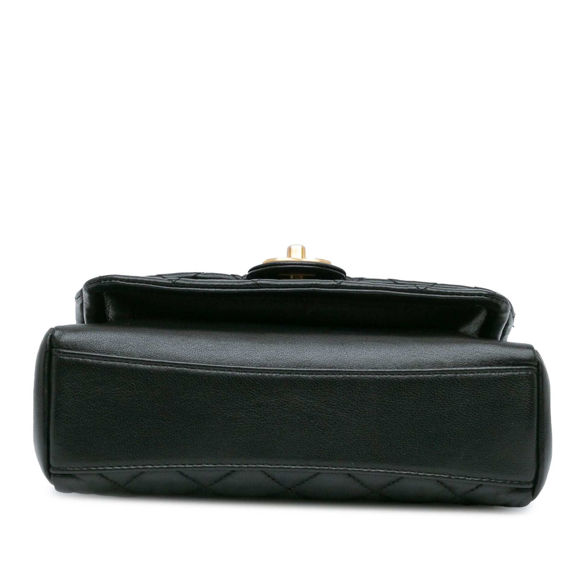 Black Chanel CC Quilted Lambskin Chain Link Flap Satchel