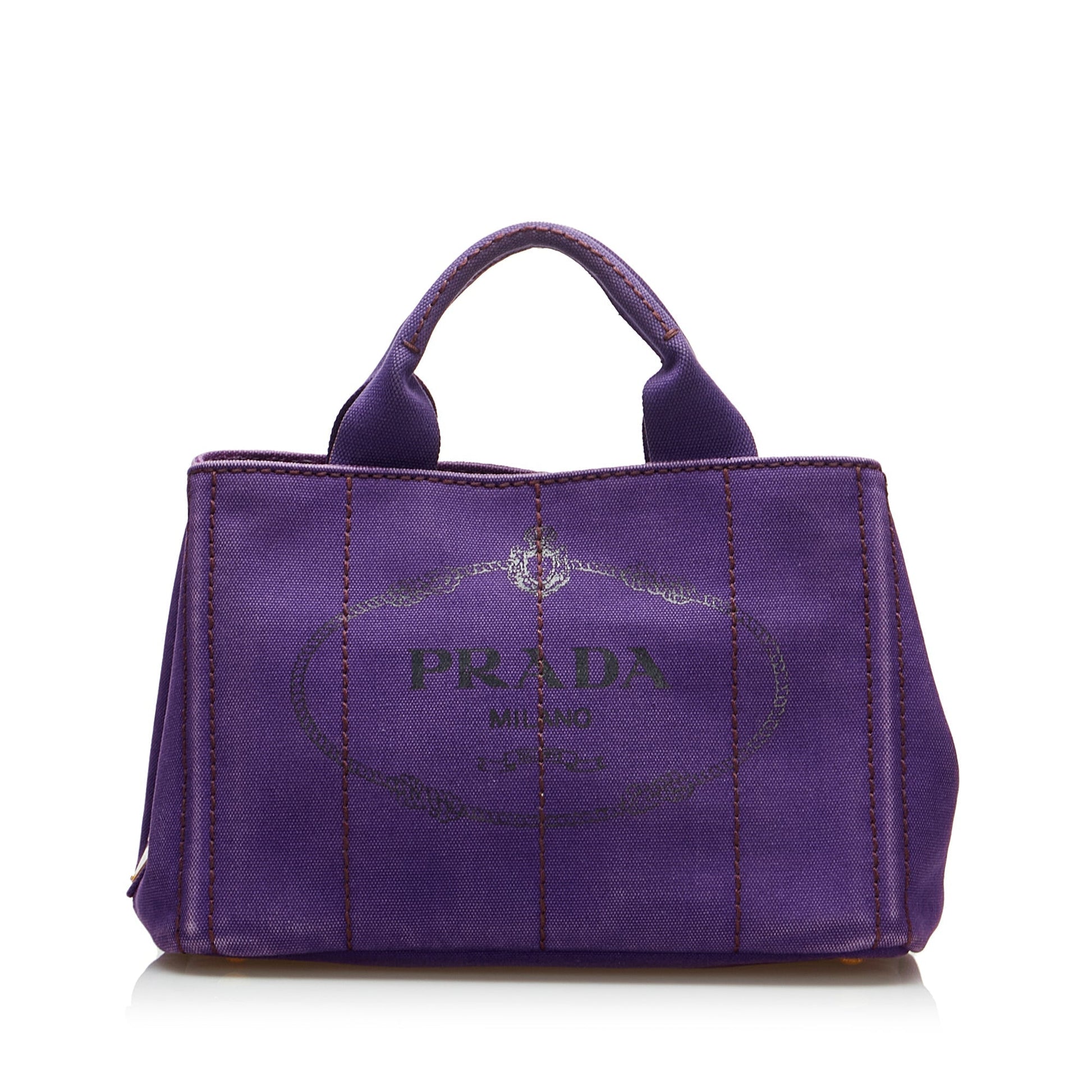 Prada Canapa Handbag Canvas Purple Small Travel Bag