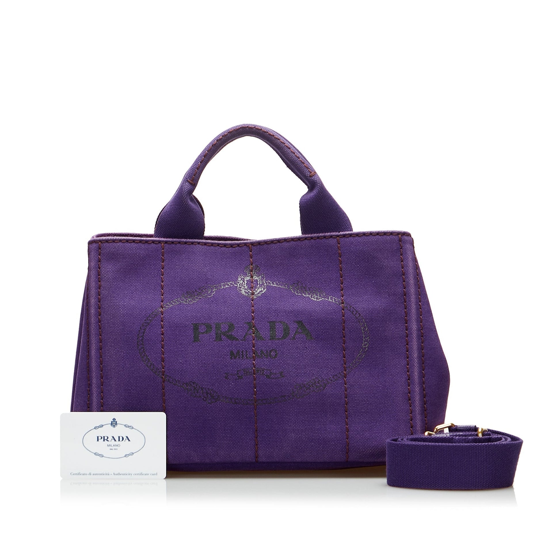Prada Canapa Handbag Canvas Purple Small Travel Bag