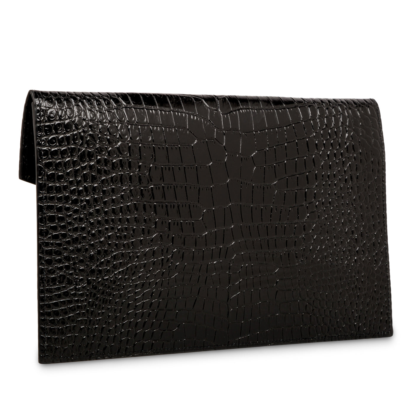 YSL Saint Laurent Croc Uptown Clutch Embossed Clutch Bag