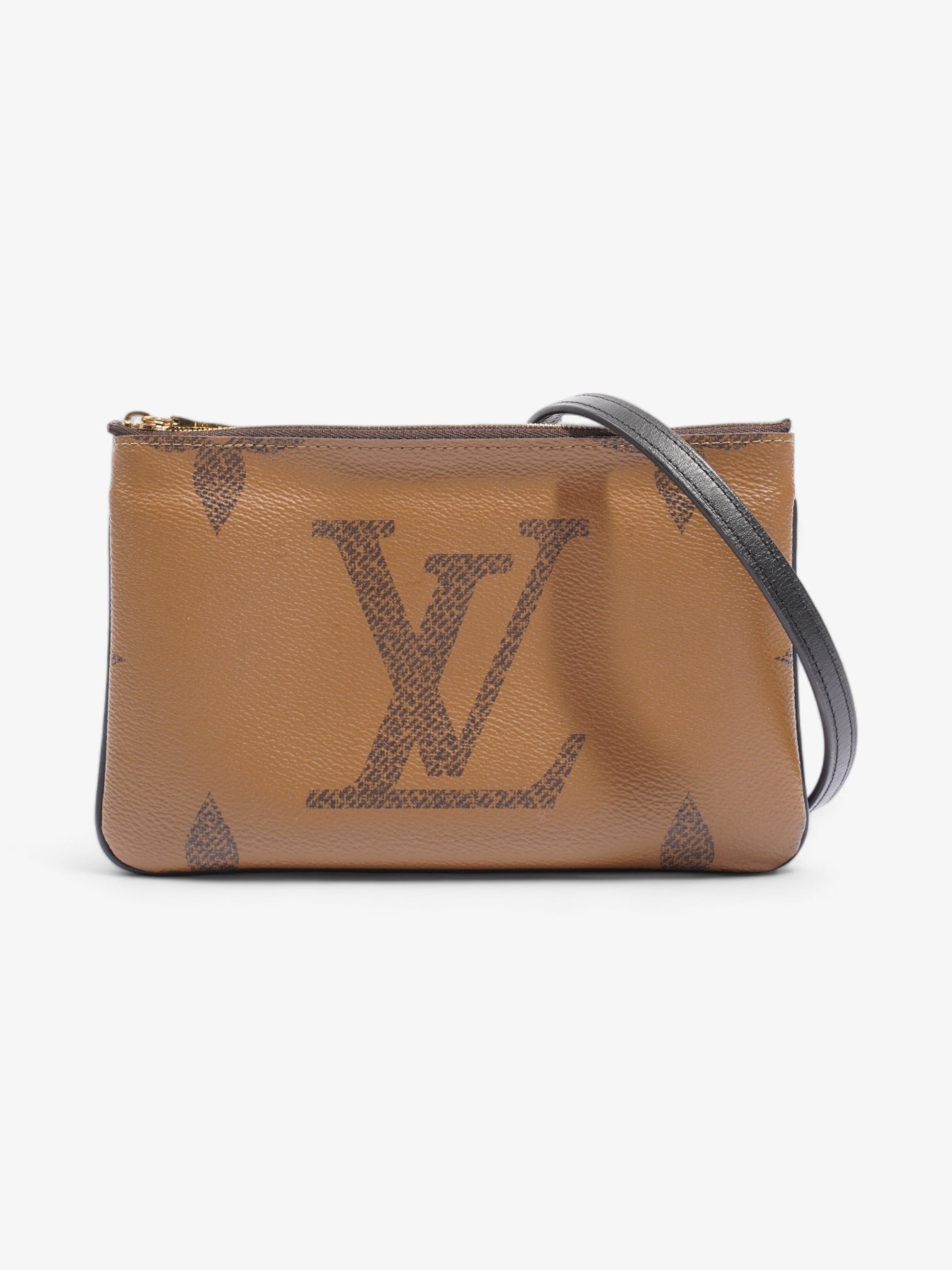 Louis Vuitton Reverse Pochette Double Zip Monogram Canvas Clutch Bag