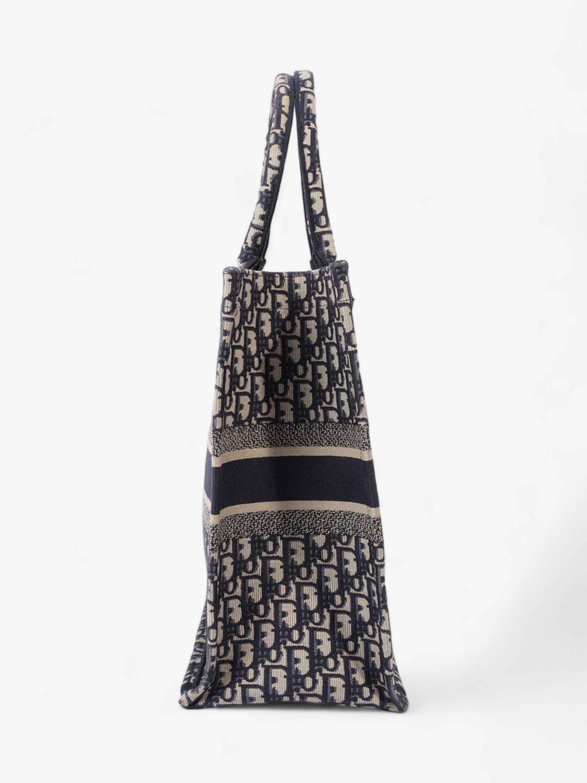 Dior Christian Book Tote Ecru Oblique Canvas Blue Large Tote Bag