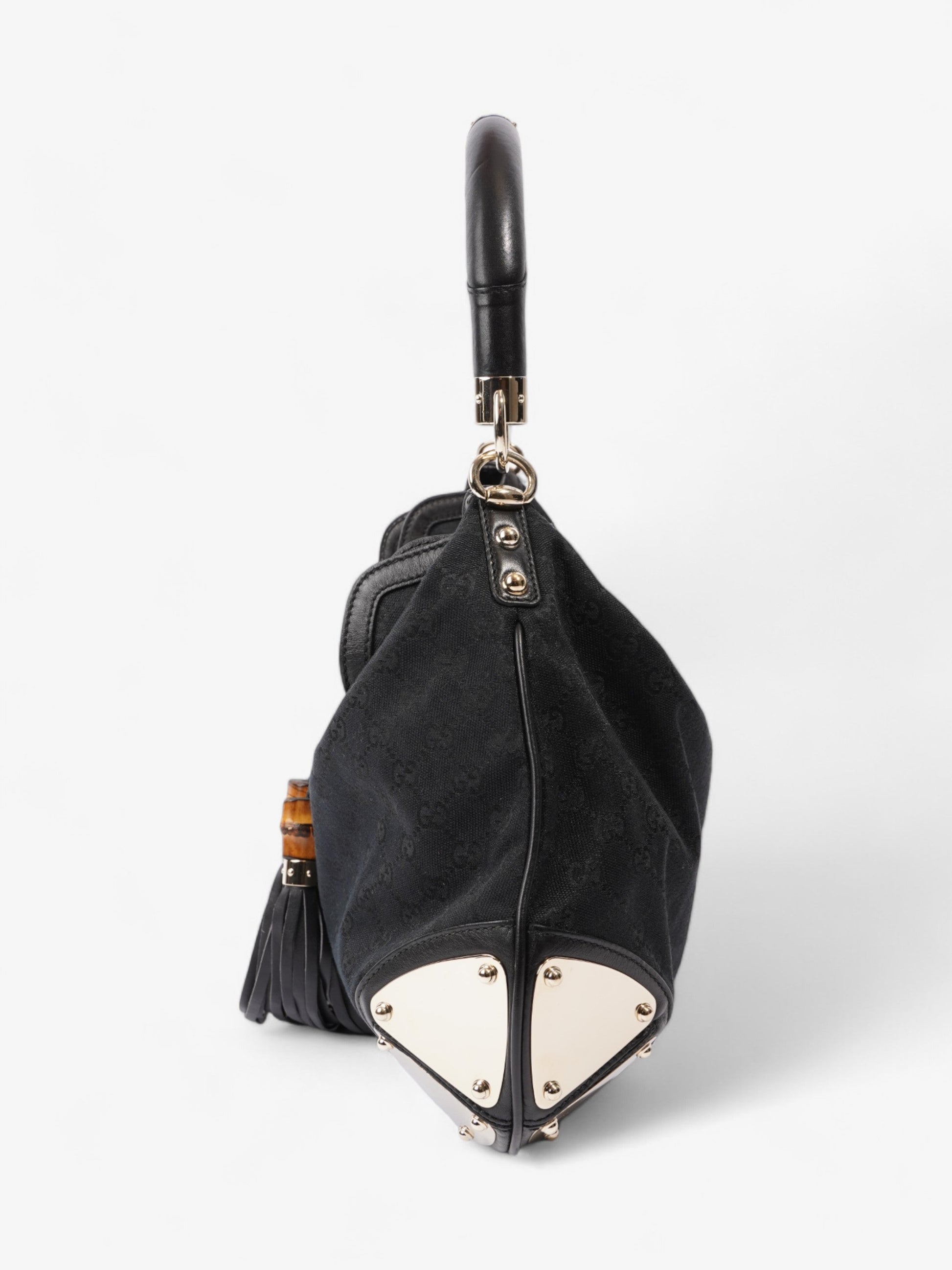 Gucci Indy Hobo Canvas Black Shoulder Bag