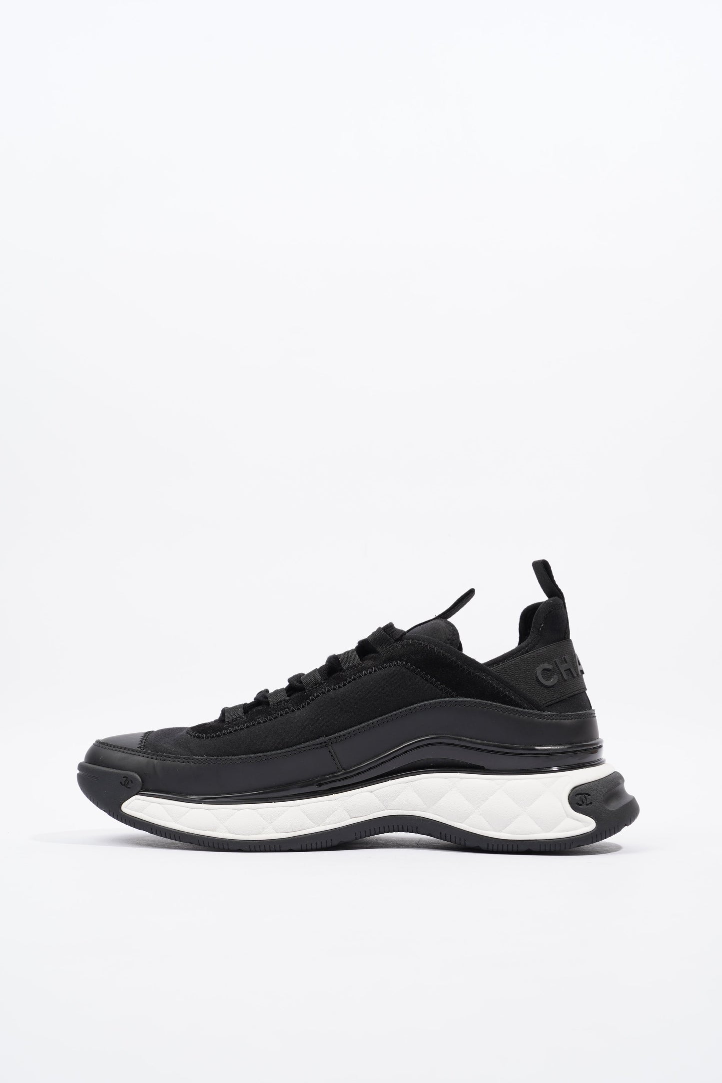 Chanel CC Logo Sneaker Black   White Nylon EU 41 UK 7