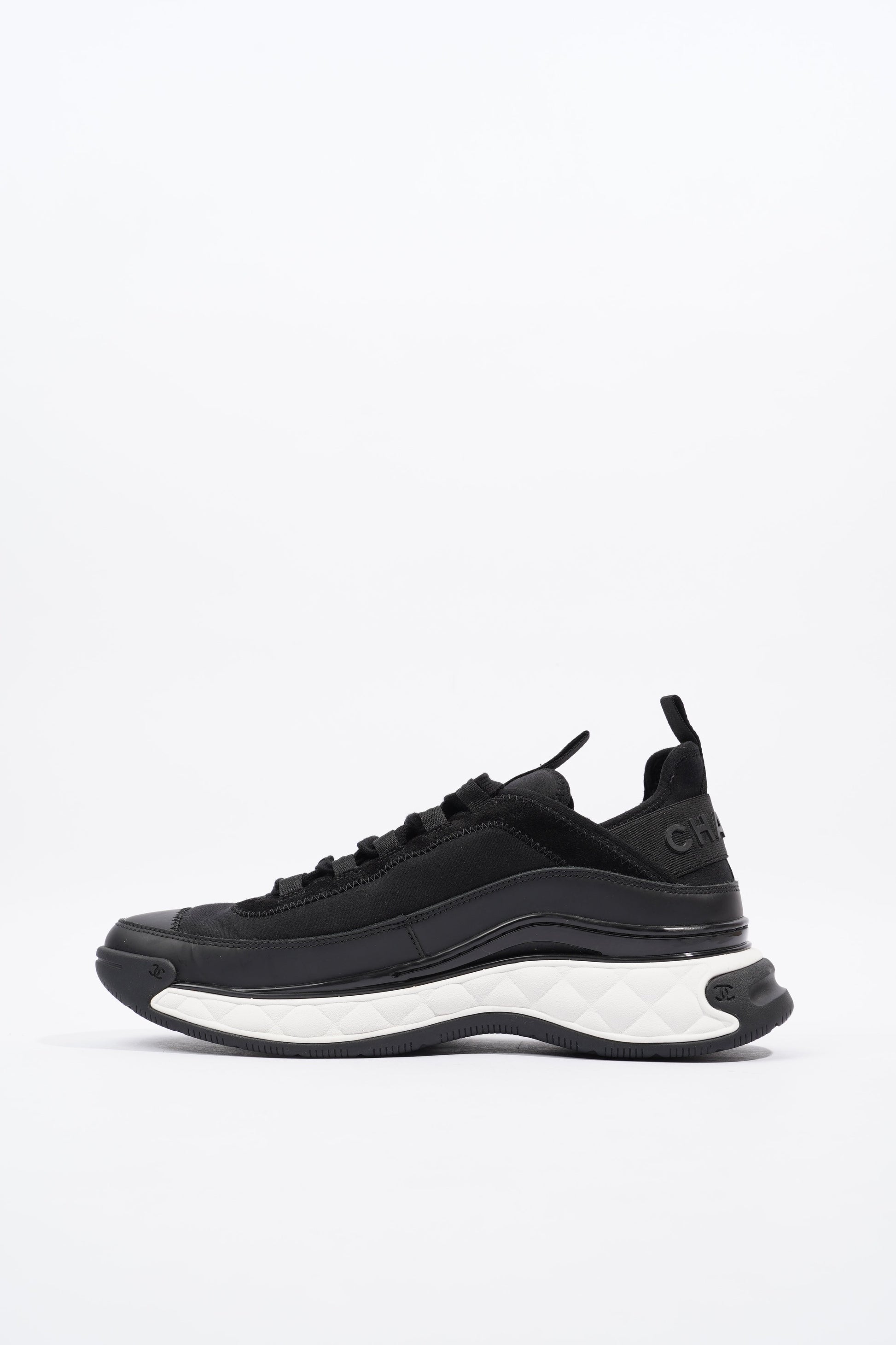 Chanel CC Logo Sneaker Black   White Nylon EU 41 UK 7