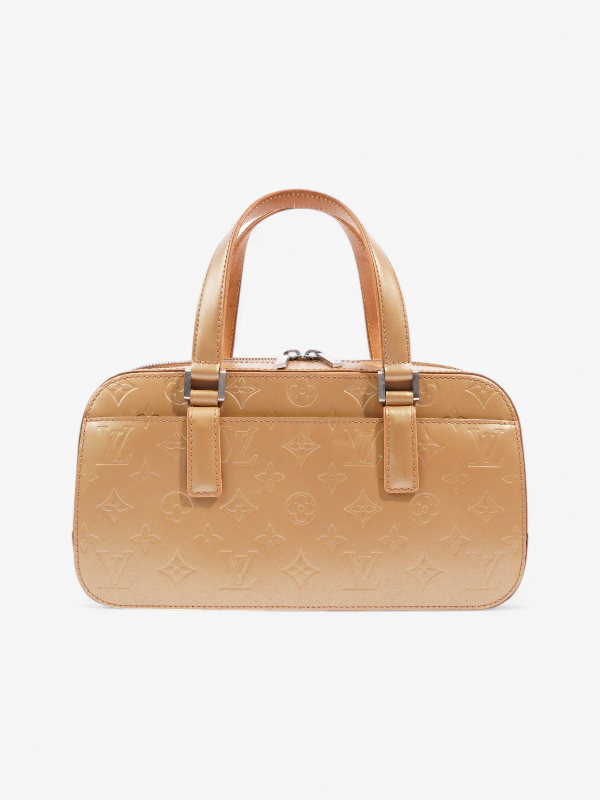 Louis Vuitton Mat Shelton Embossed Monogram Leather Beige Handbag