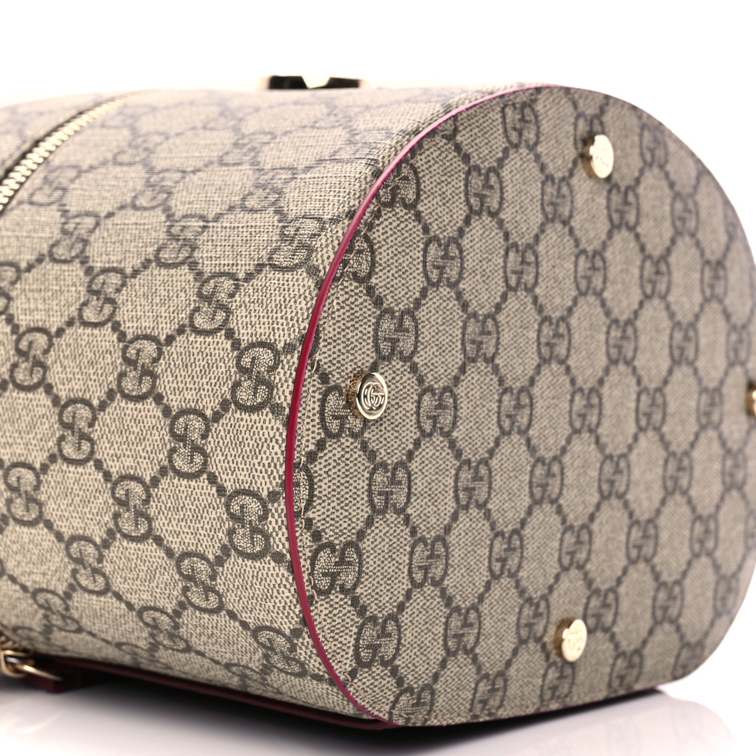 Gucci GG Supreme Monogram Ancora Calfskin Vanity Cosmetic Case Beige Ebony Rosso