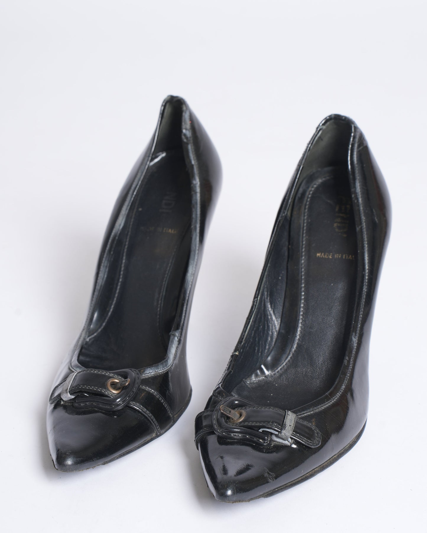 Fendi Shoe Decollete Vernice Heels Patent Black Shoes