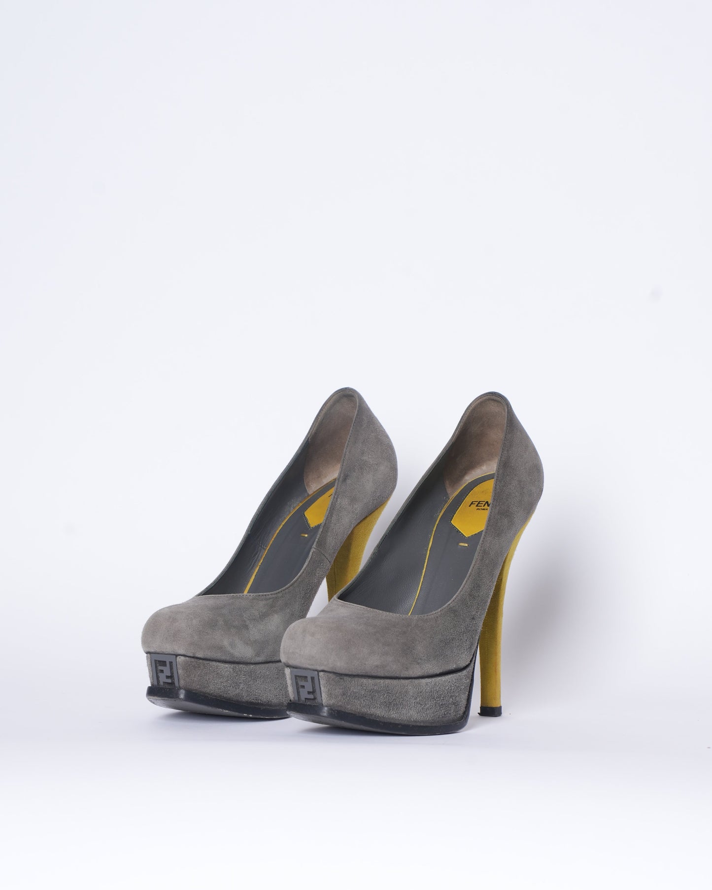 Fendi Shoe Grey Platforms Suede Gray Shoes