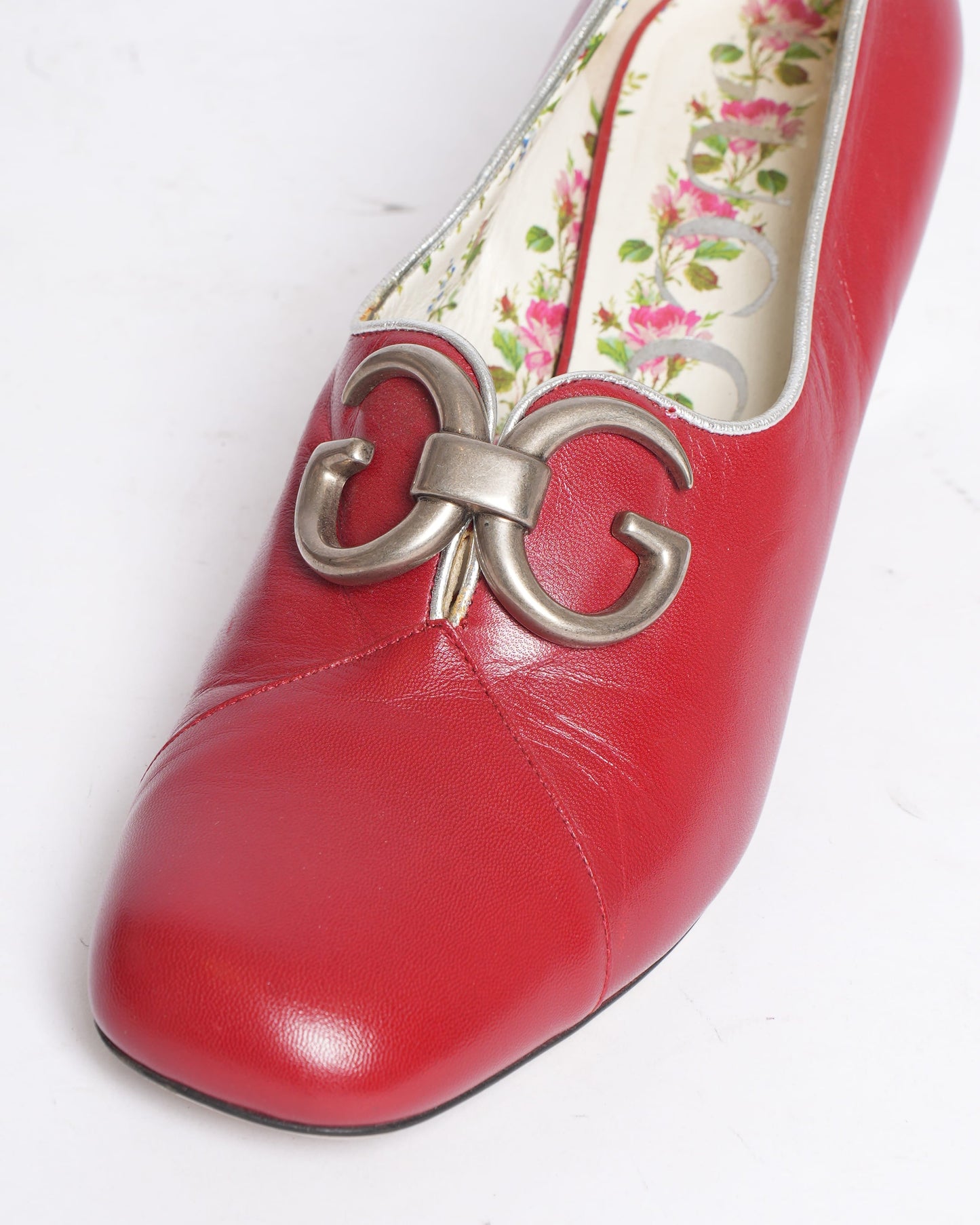 Gucci Biba Heel Loafers in Red