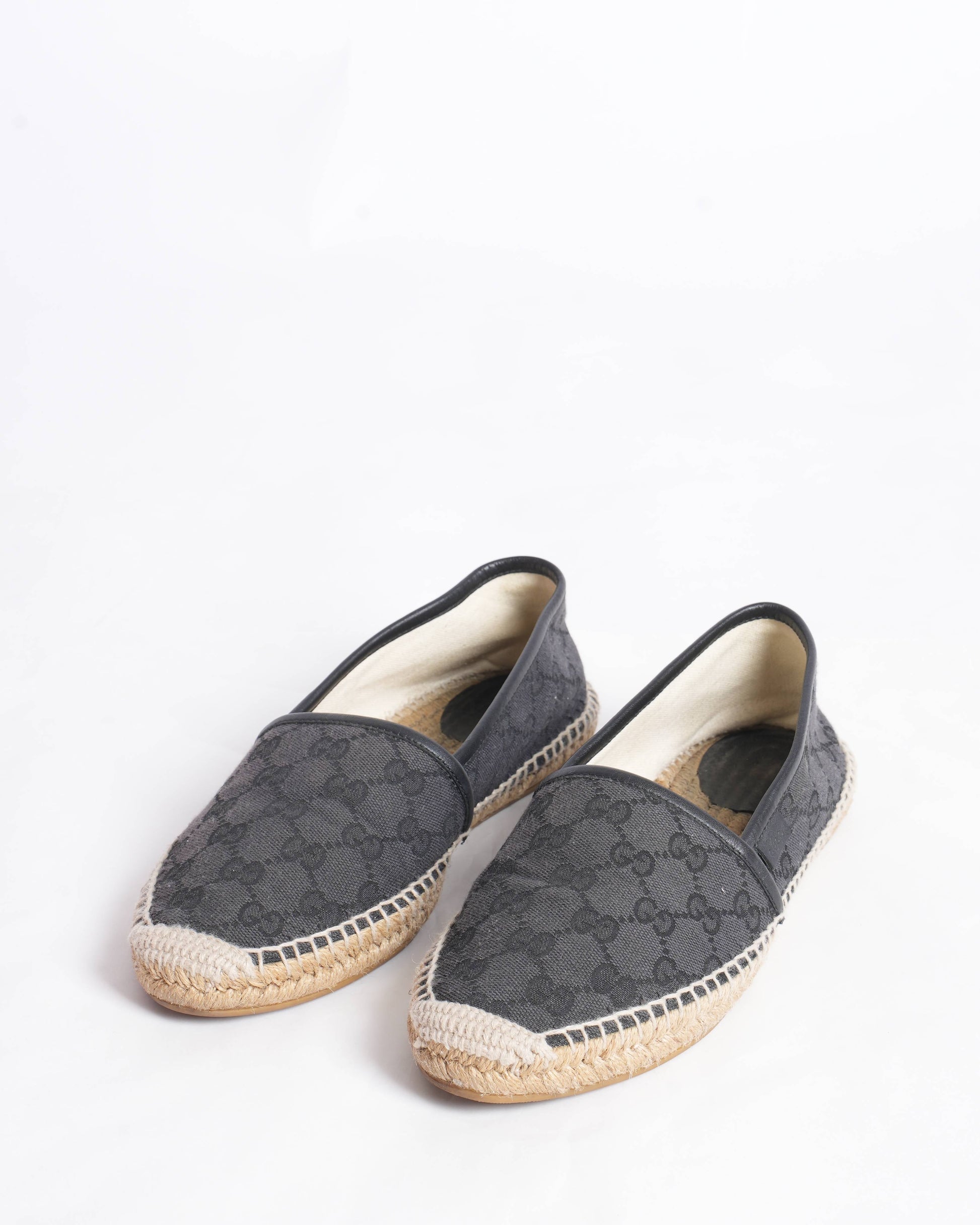 Gucci Black GG Canvas and Leather espadrilles