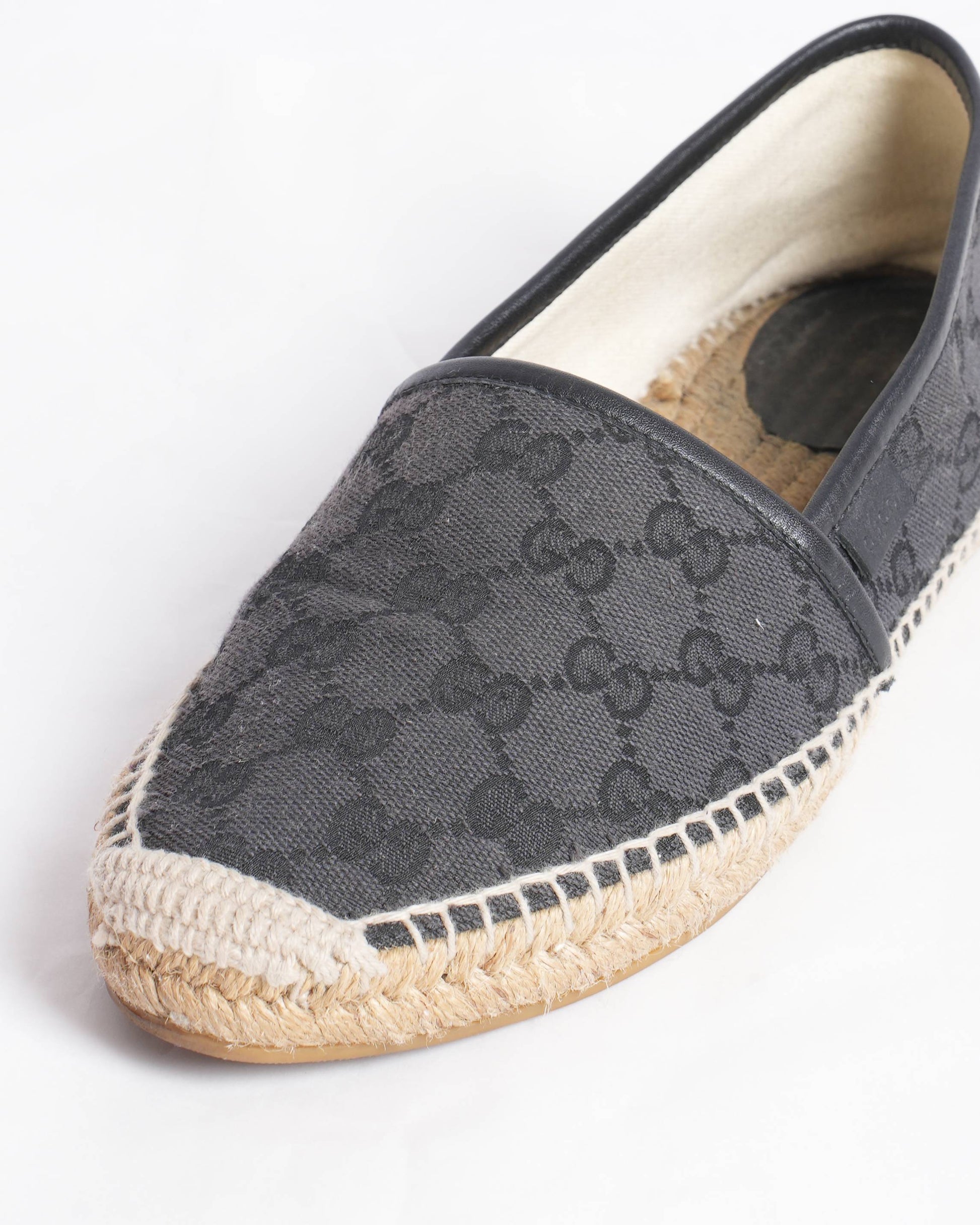 Gucci Black GG Canvas and Leather espadrilles
