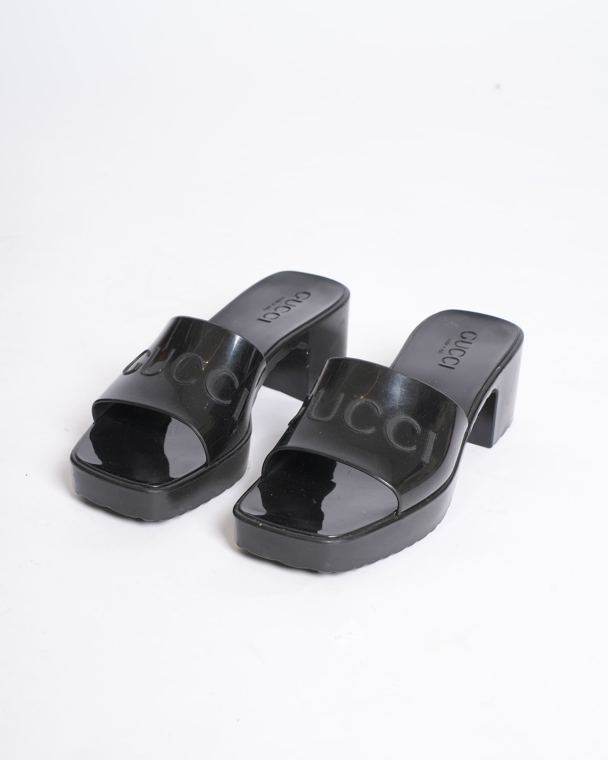 Gucci Black Block Heel Sandals