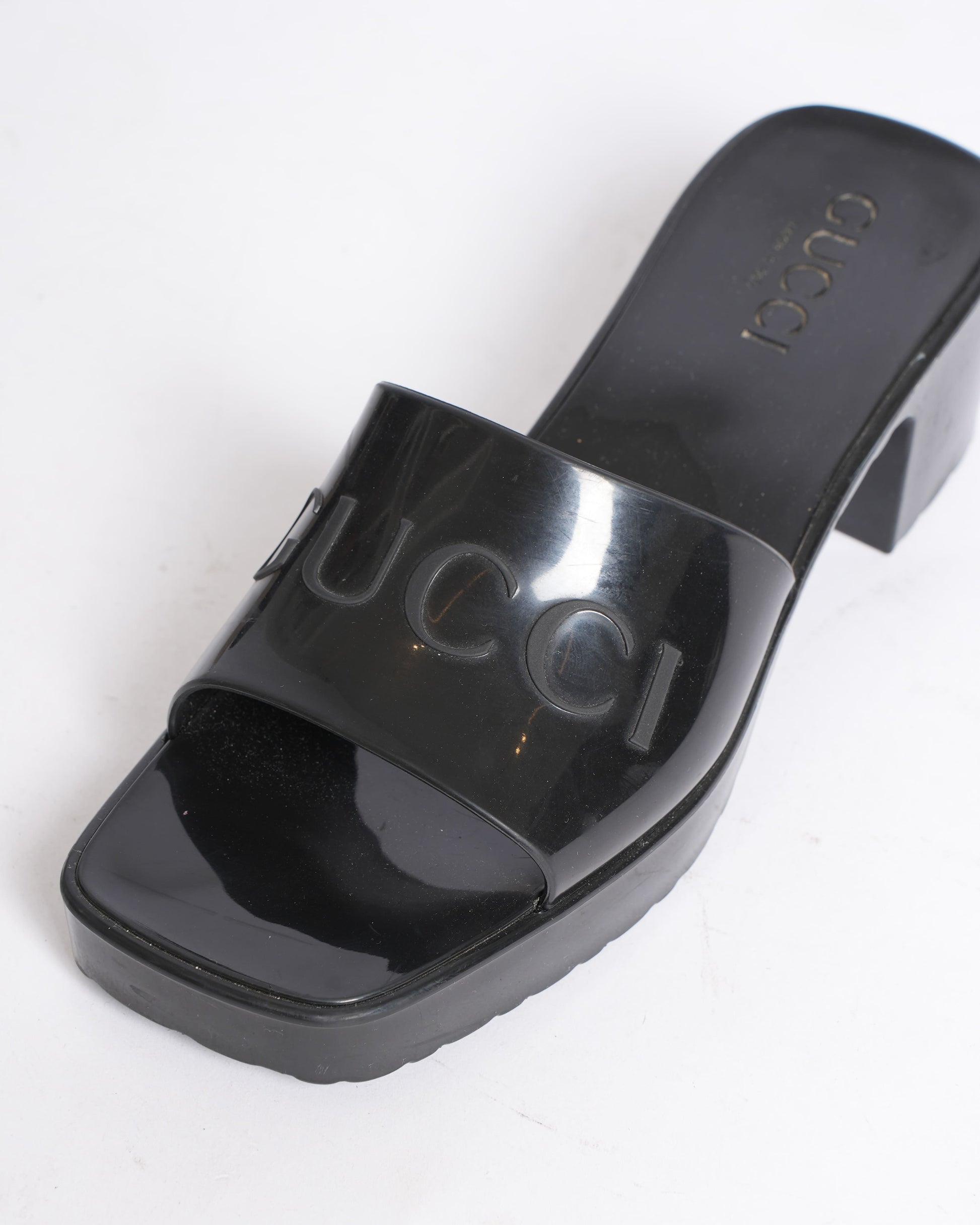 Gucci Black Block Heel Sandals