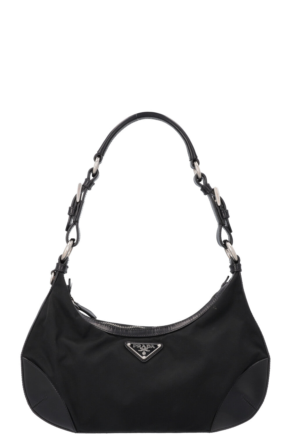 Prada Handbag Nylon Logo Bag Black