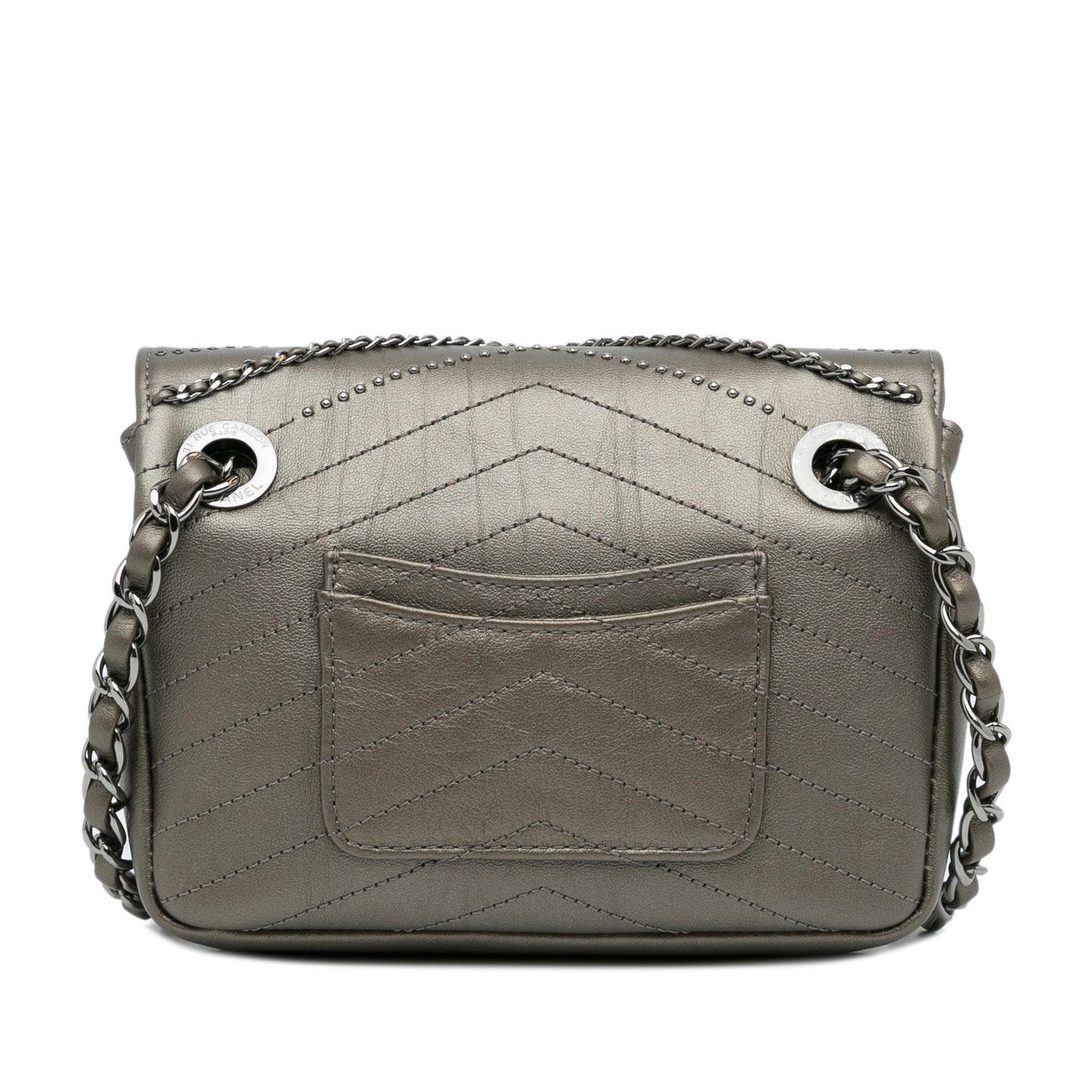 Silver Chanel Small Chevron Data Center Envelope Flap Bag