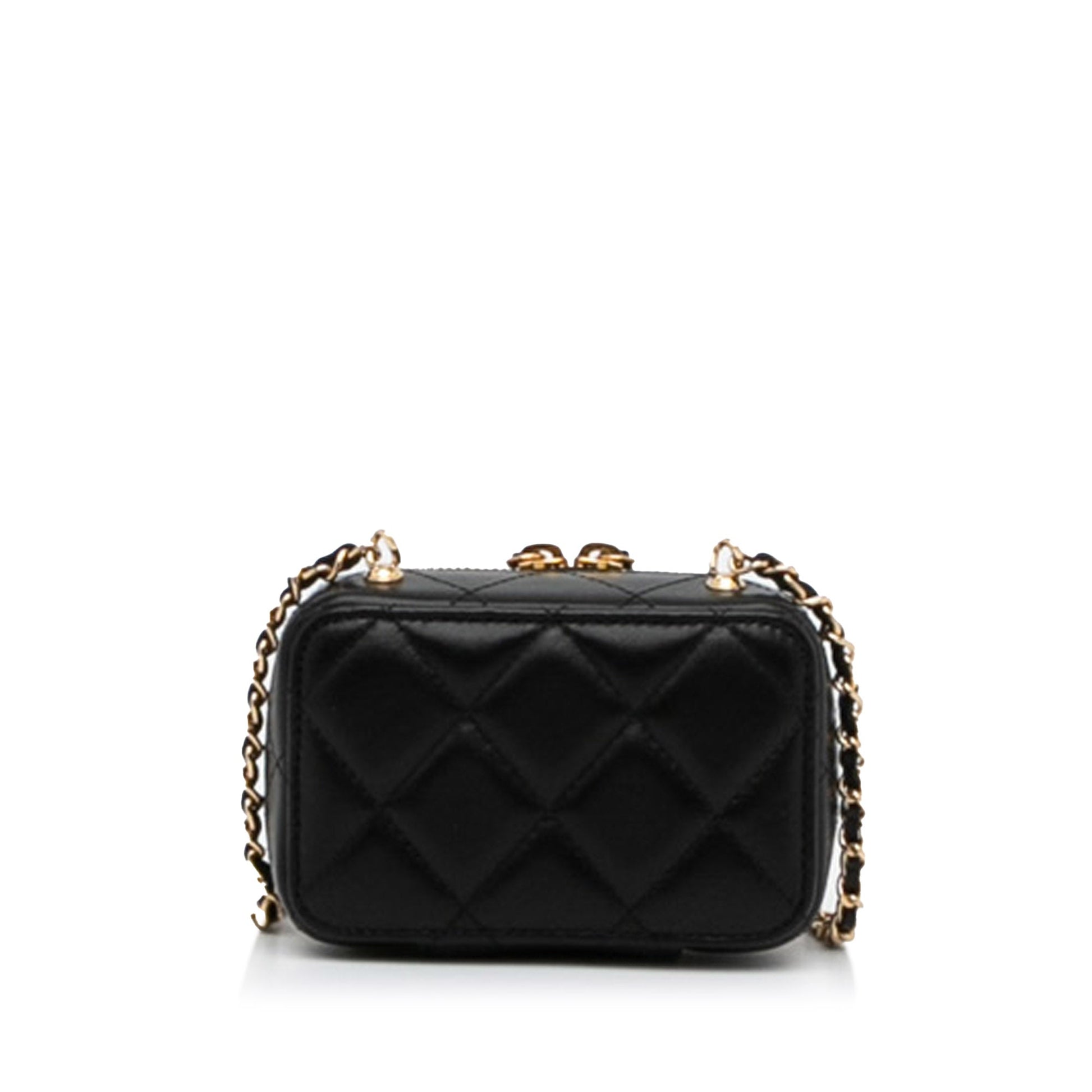 Gold Chanel CC Quilted Golden Plate Vanity Crossbody