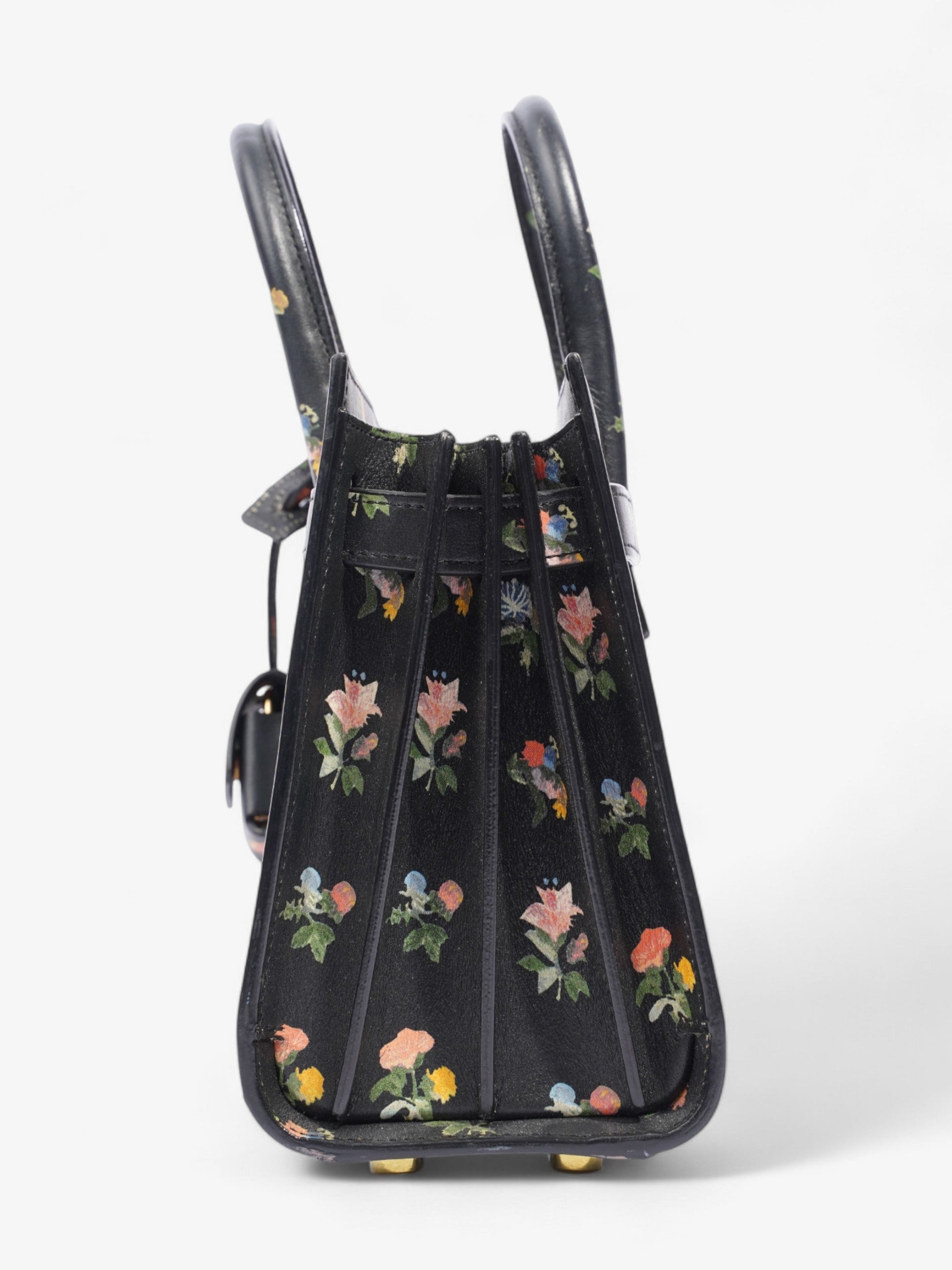YSL Saint Laurent Sac De Jour Floral Nano Shoulder Bag Leather Black