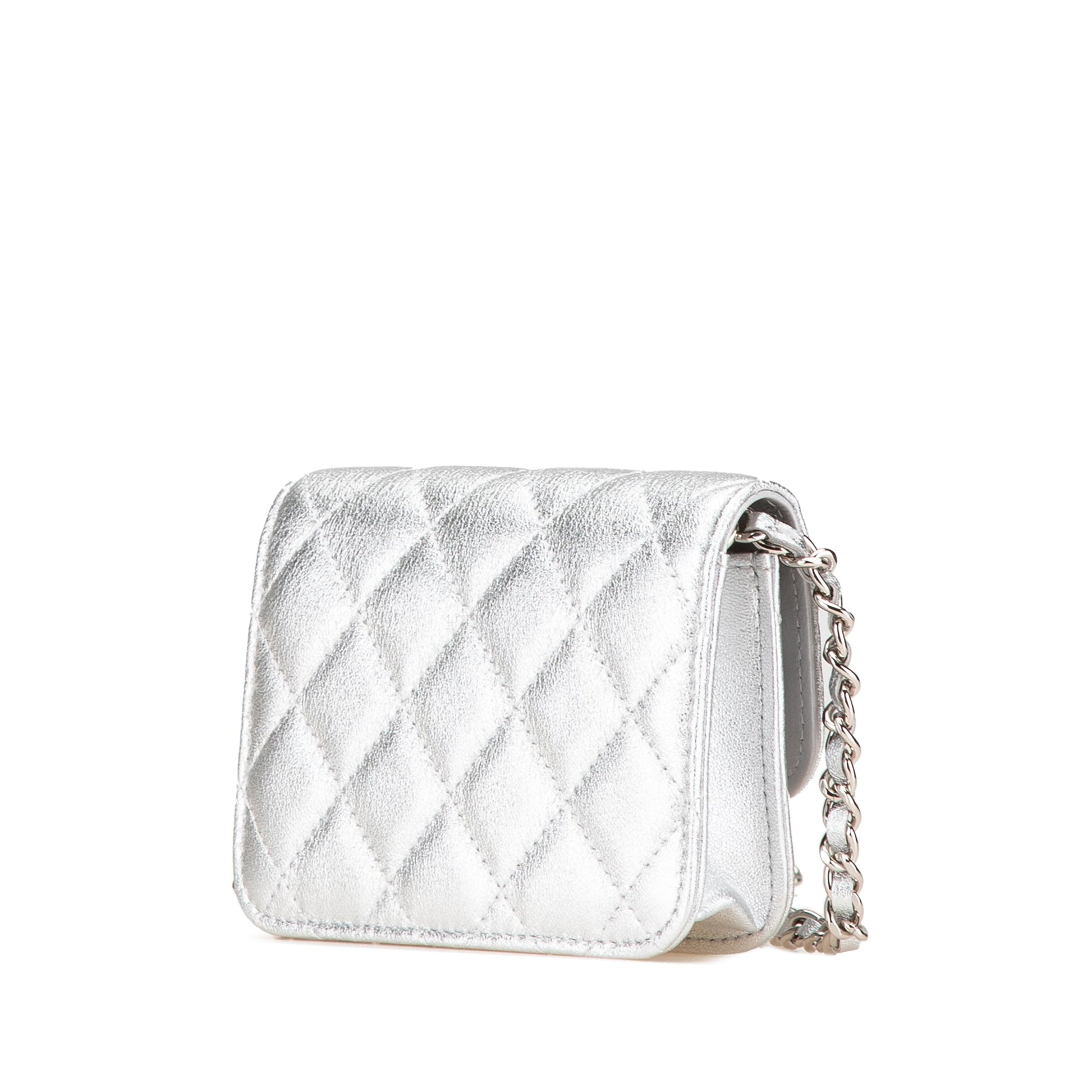 Silver Chanel Metallic Lambskin Crystal Star Chain Belt Bag