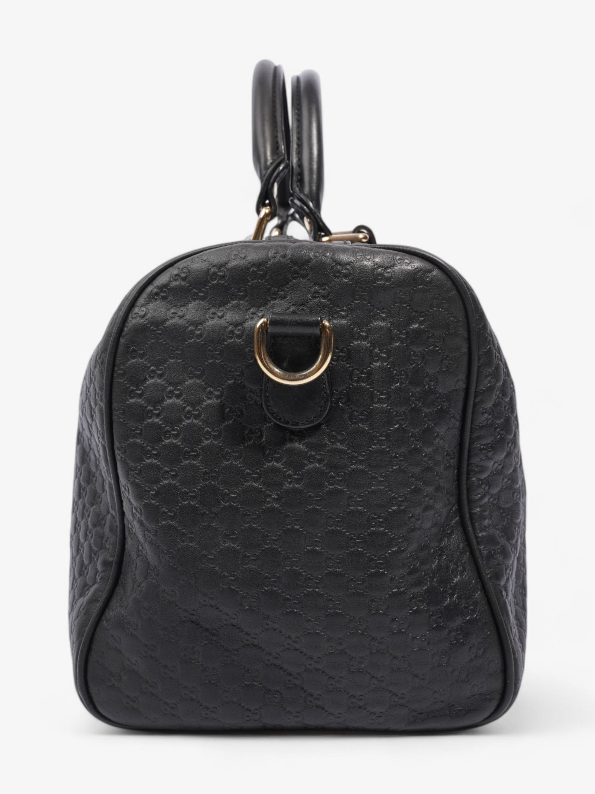 Gucci Boston Bag ssima Embossed Leather Black Shoulder Bag