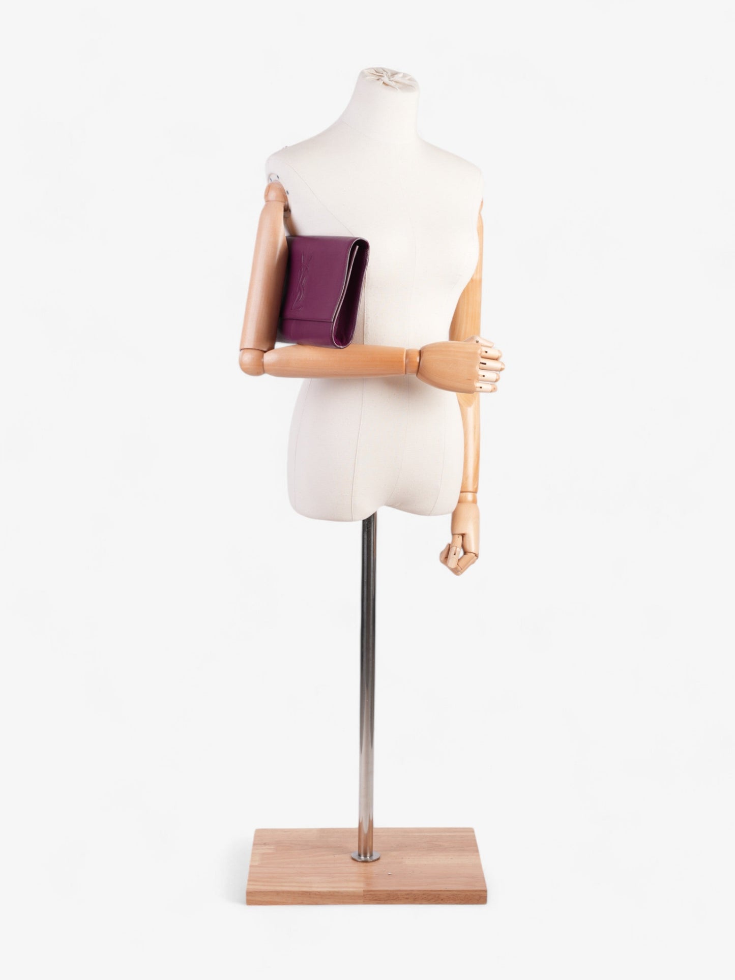 YSL Saint Laurent Belle De Jour Clutch Bag Leather Purple