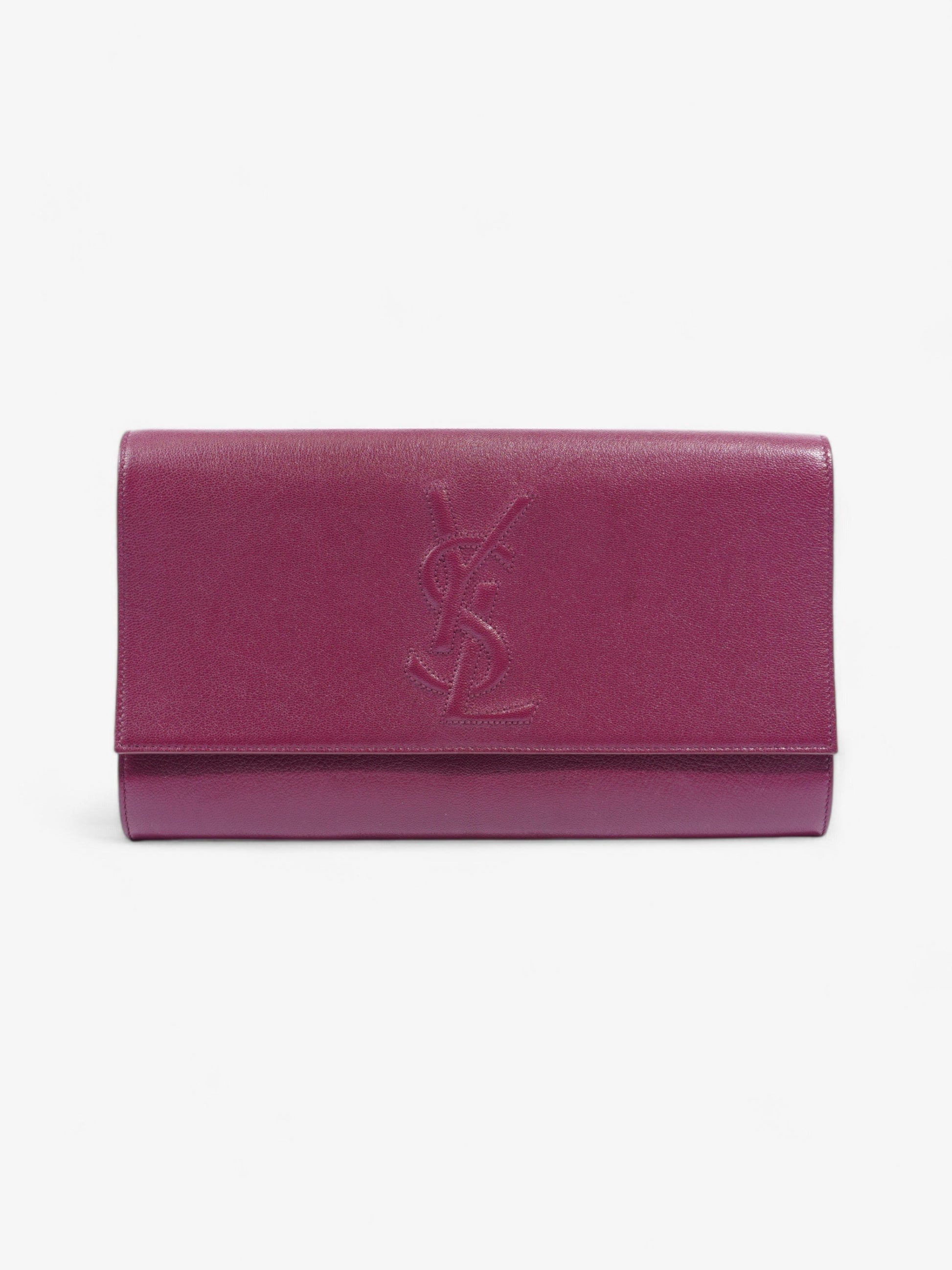 YSL Saint Laurent Belle De Jour Clutch Bag Leather Purple