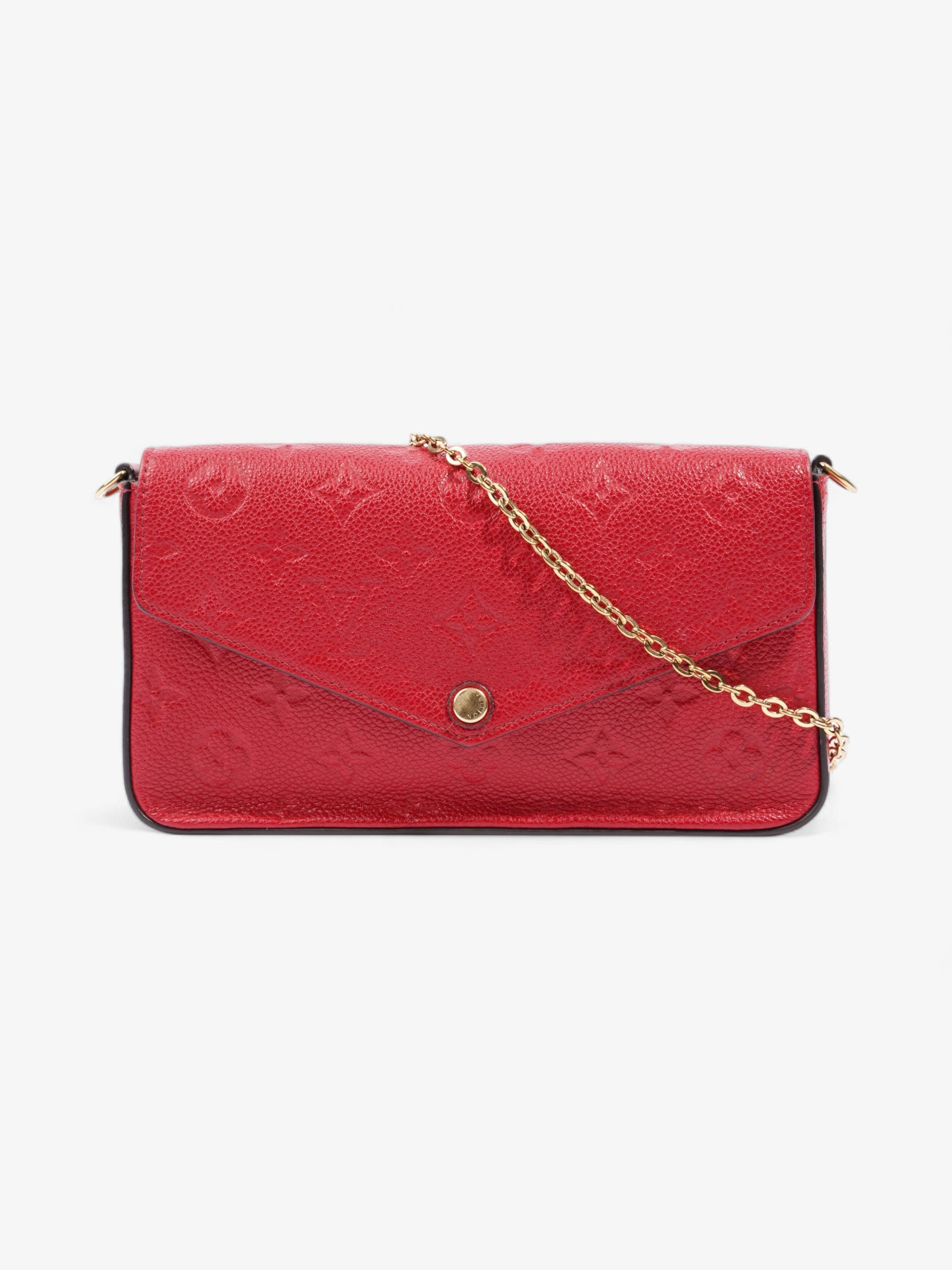 Louis Vuitton Felicie Pochette Scarlet Monogram Leather Calfskin Red Clutch Bag
