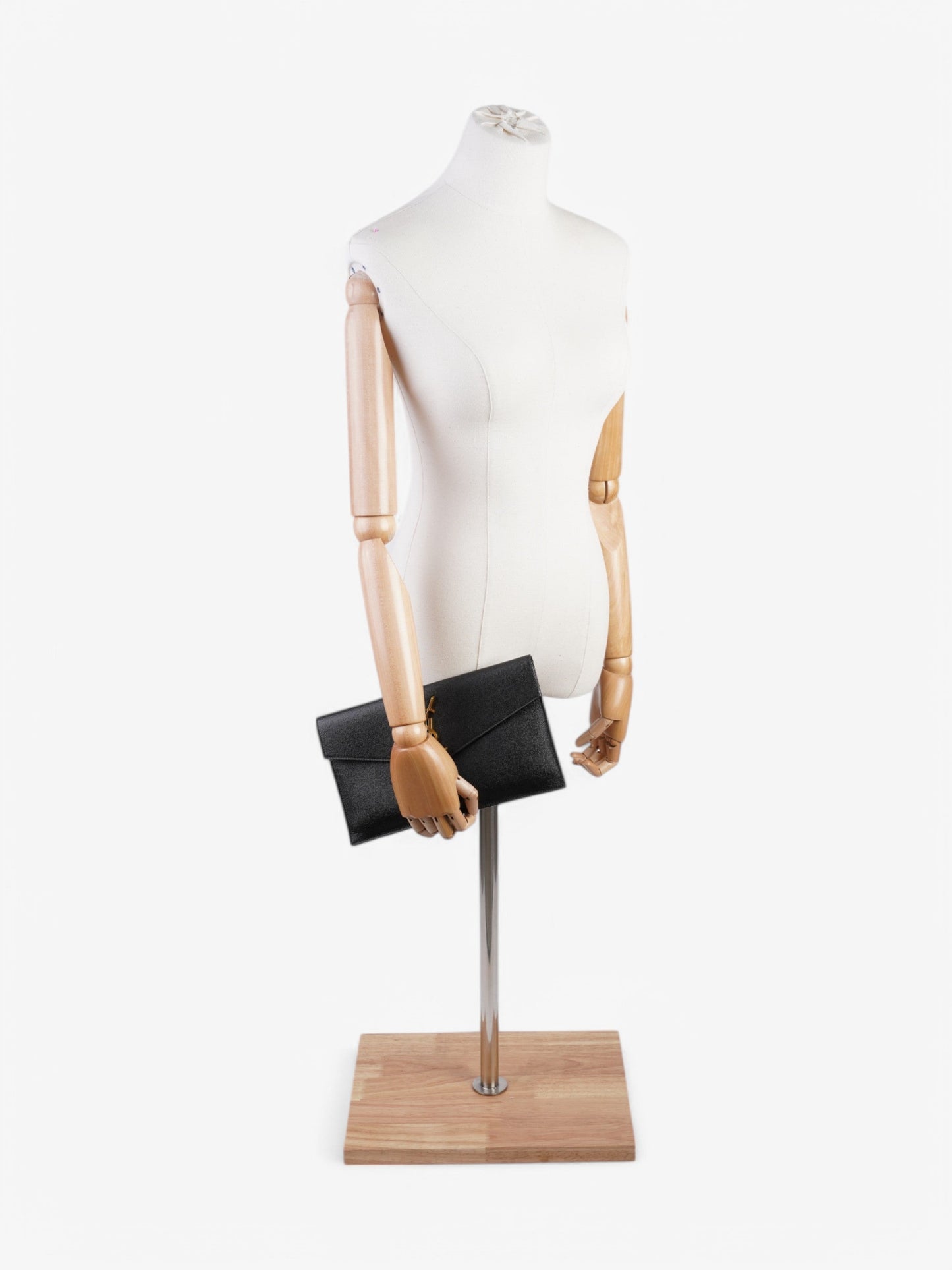 YSL Saint Laurent Uptown Clutch Grained Leather Black Clutch Bag