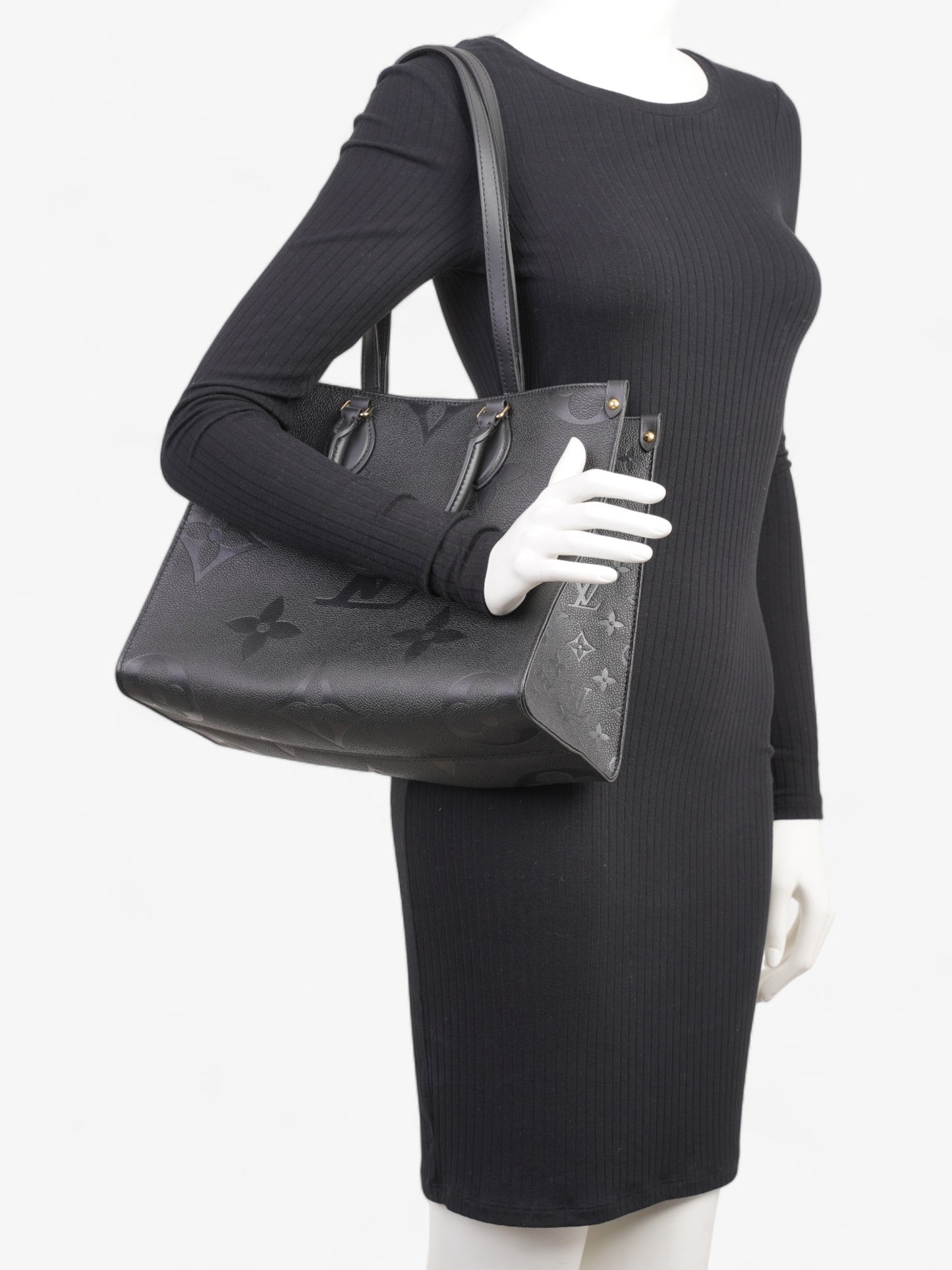 Louis Vuitton Onthego MM Empreinte Vachetta Leather Black Handbag