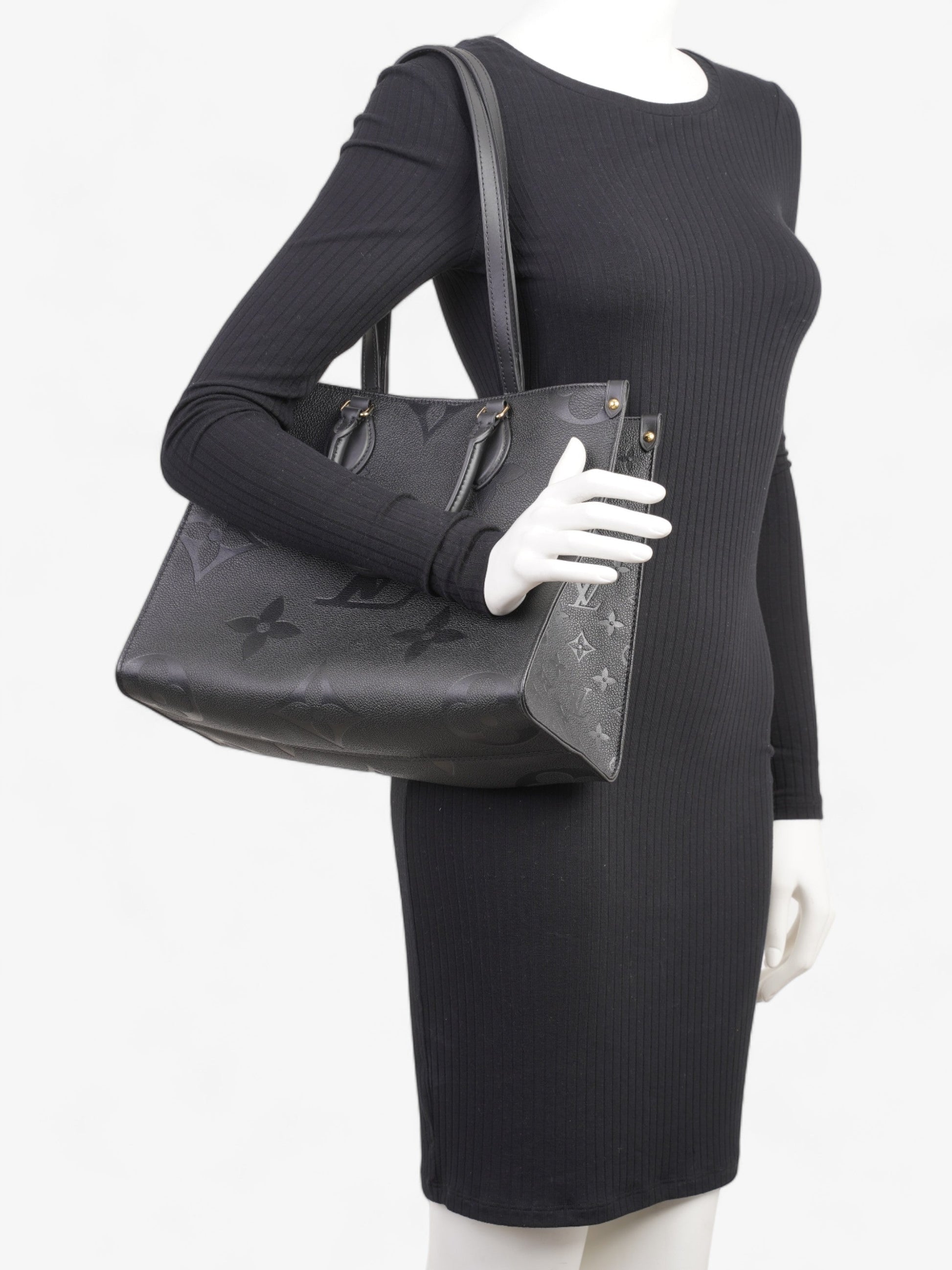 Louis Vuitton Onthego MM Empreinte Vachetta Leather Black Handbag