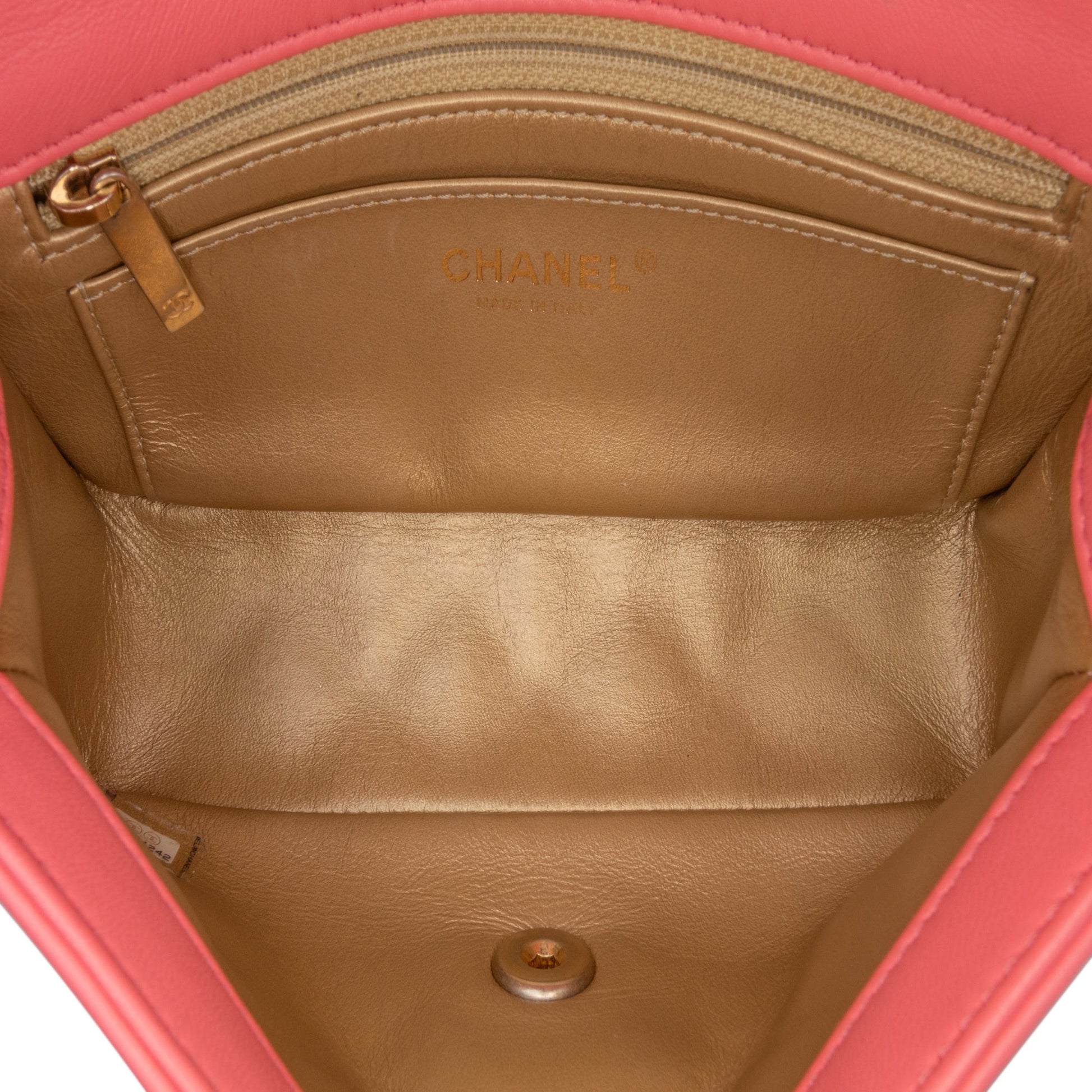 Pink Chanel Mini Rectangular Lambskin Pearl Crush Flap Crossbody Bag