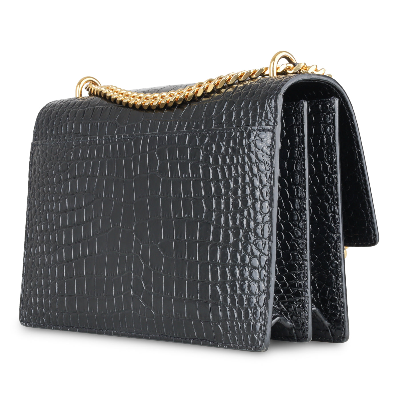 YSL Saint Laurent Sunset Bag Croc Embossed Crossbody Bag