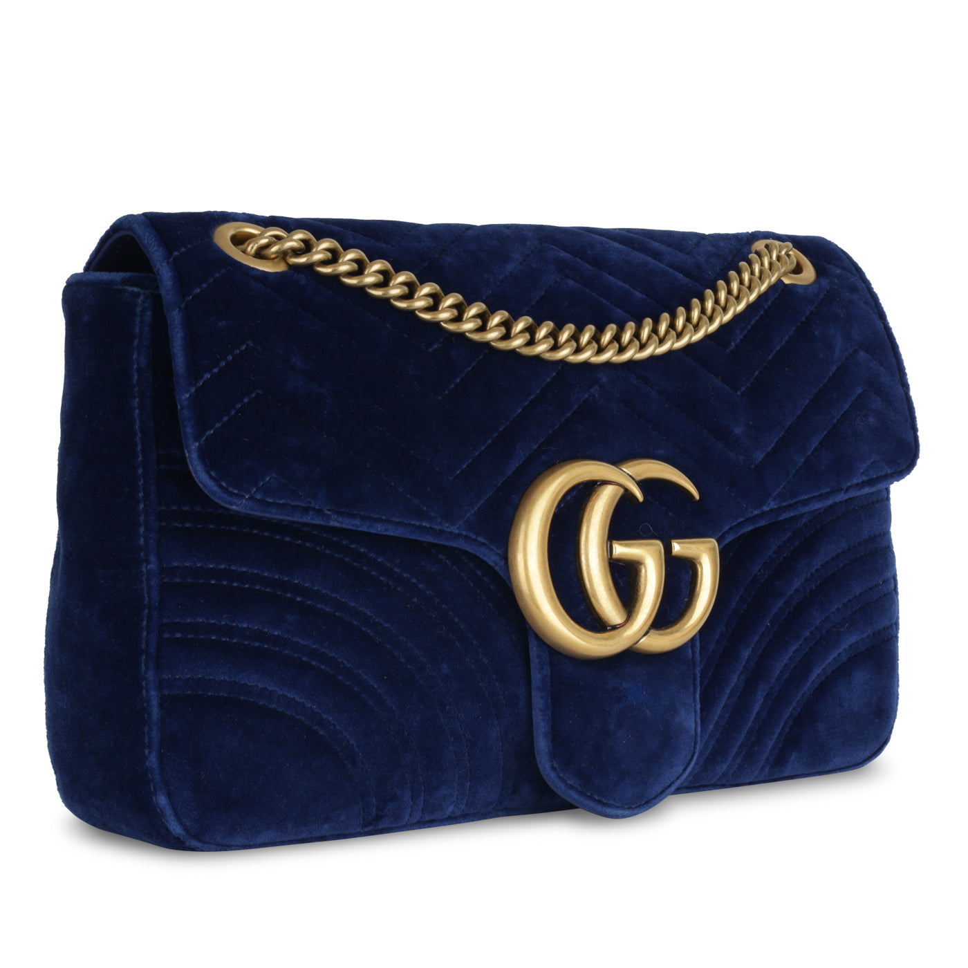 Gucci Marmont Bag Medium Shoulder Bag Navy Velvet