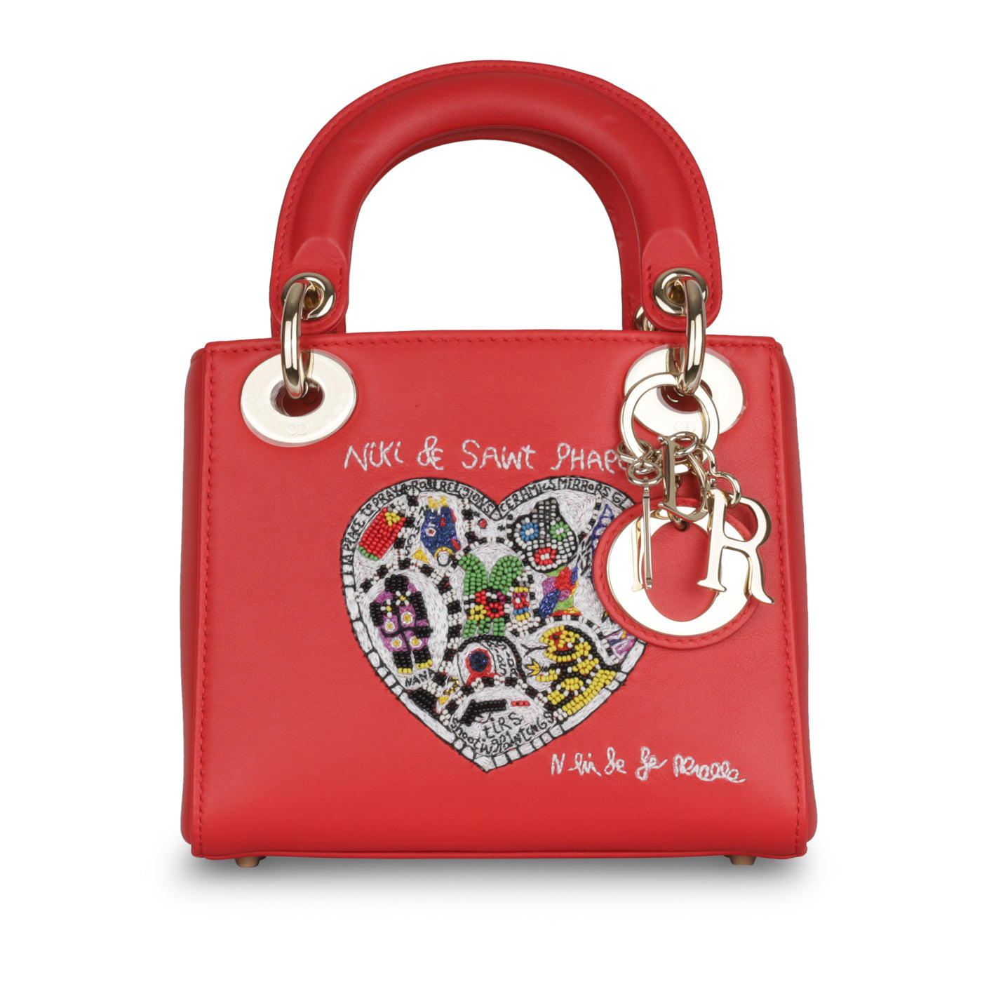 Dior Christian Lady Crossbody Bag Mini Mini Red Lambskin