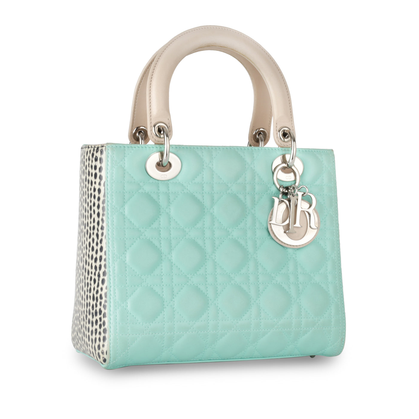 Dior Christian Lady Crossbody Bag Medium Lambskin Python Shw