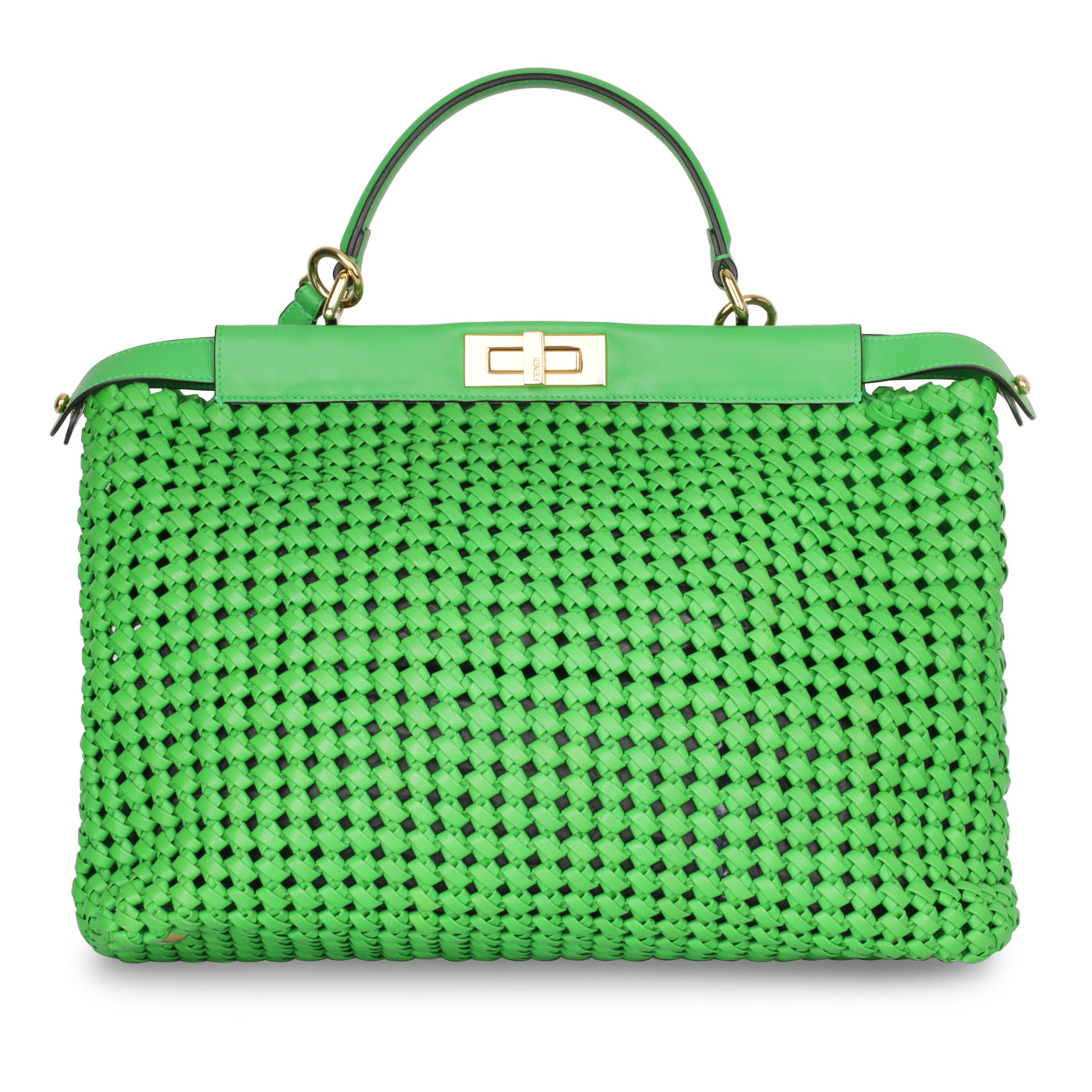 Fendi Peekaboo Tote Bag Large Green Woven Cghw