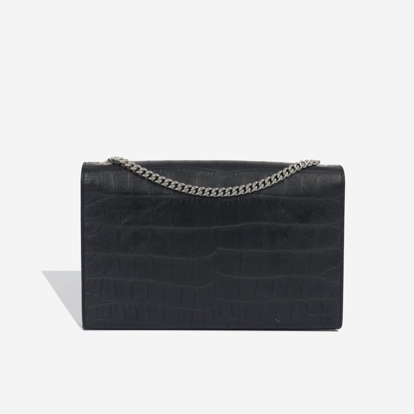 YSL Saint Laurent Kate Tassel Bag Croc Embossed Crossbody Bag Embossed Black Shw