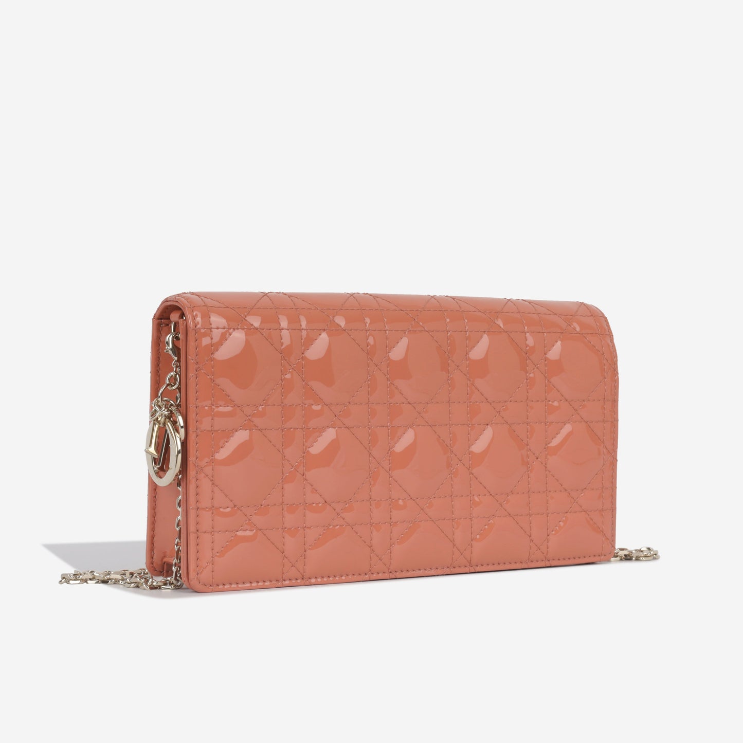 Dior Christian Lady Pouch Crossbody Bag Orange Patent Leather