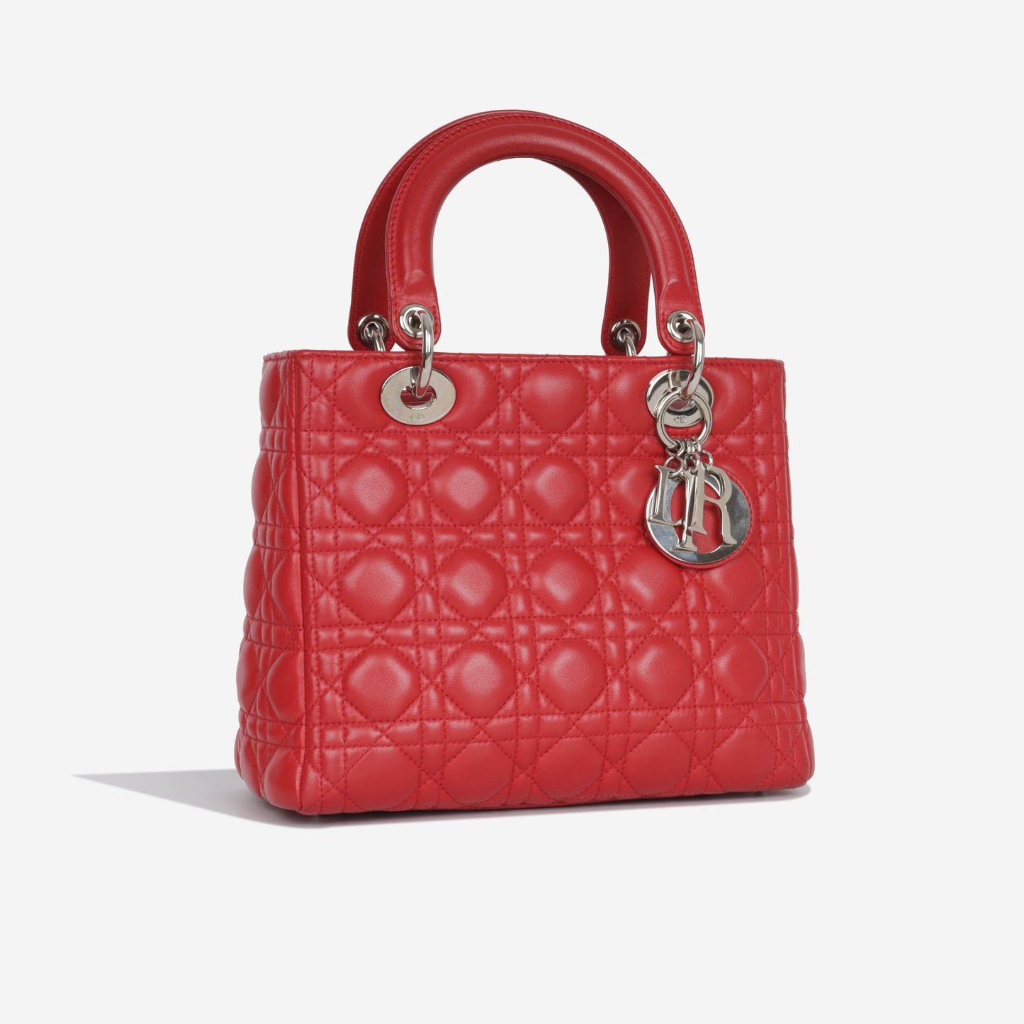 Dior Christian Lady Crossbody Bag Medium Red Lambskin Shw