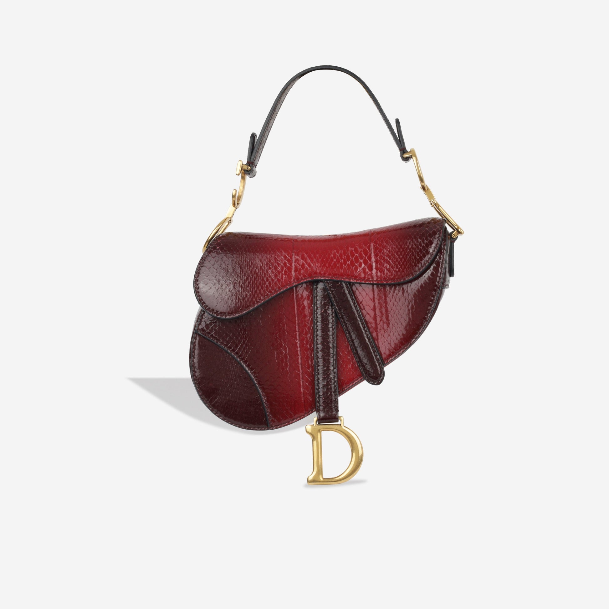 Dior Christian Saddle Bag Mini Shoulder Bag Python Leather Ghw