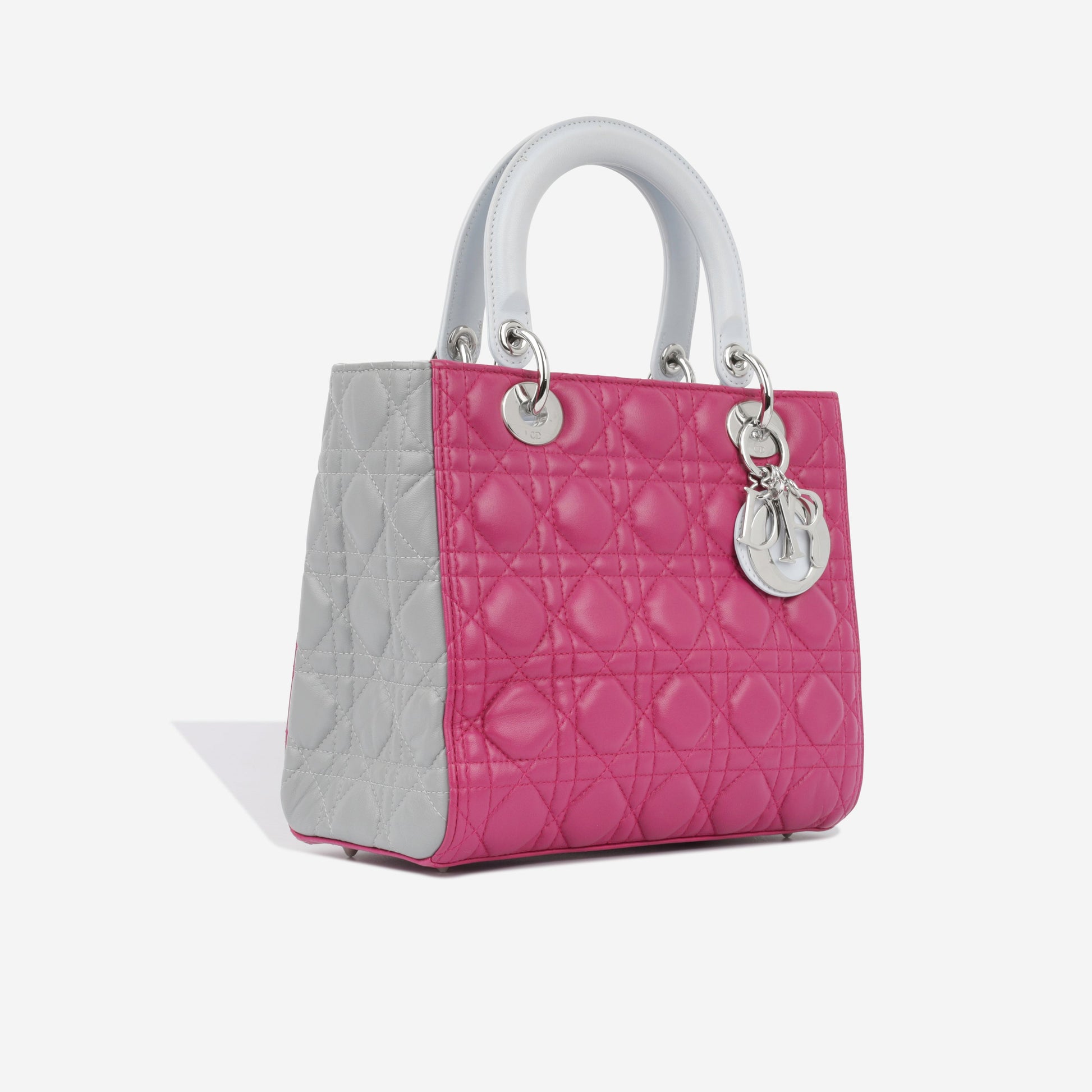 Dior Christian Lady Crossbody Bag Medium Tricolour Lambskin Shw