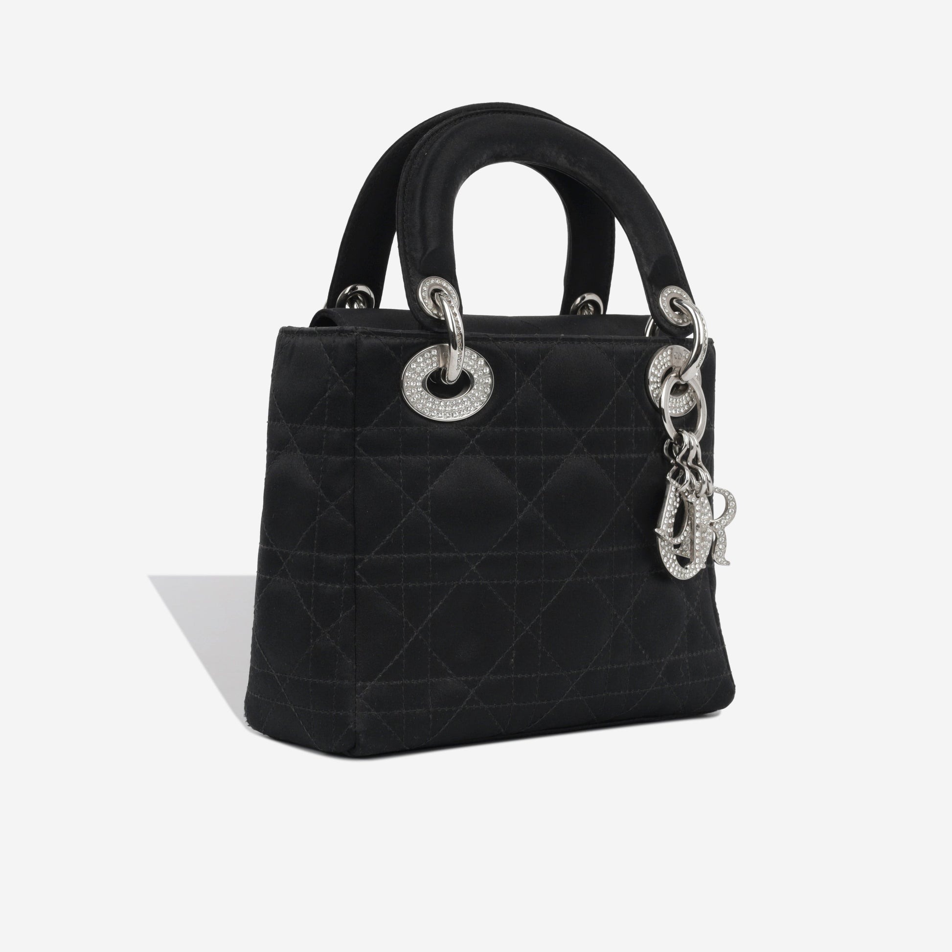 Dior Christian Lady Crossbody Bag Mini Black Satin Shw