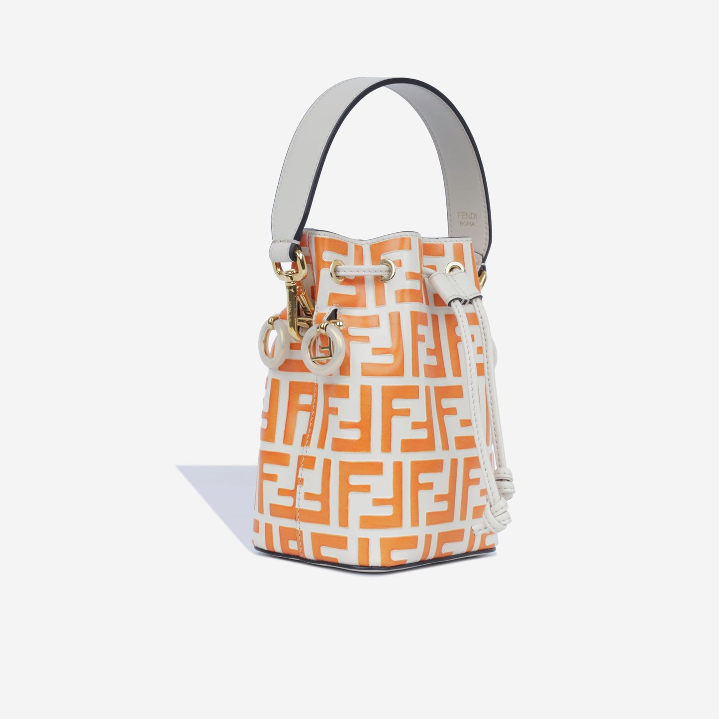 Fendi Mon Tresor Bag Mini Bucket Shoulder Bag Beige Orange Zucca