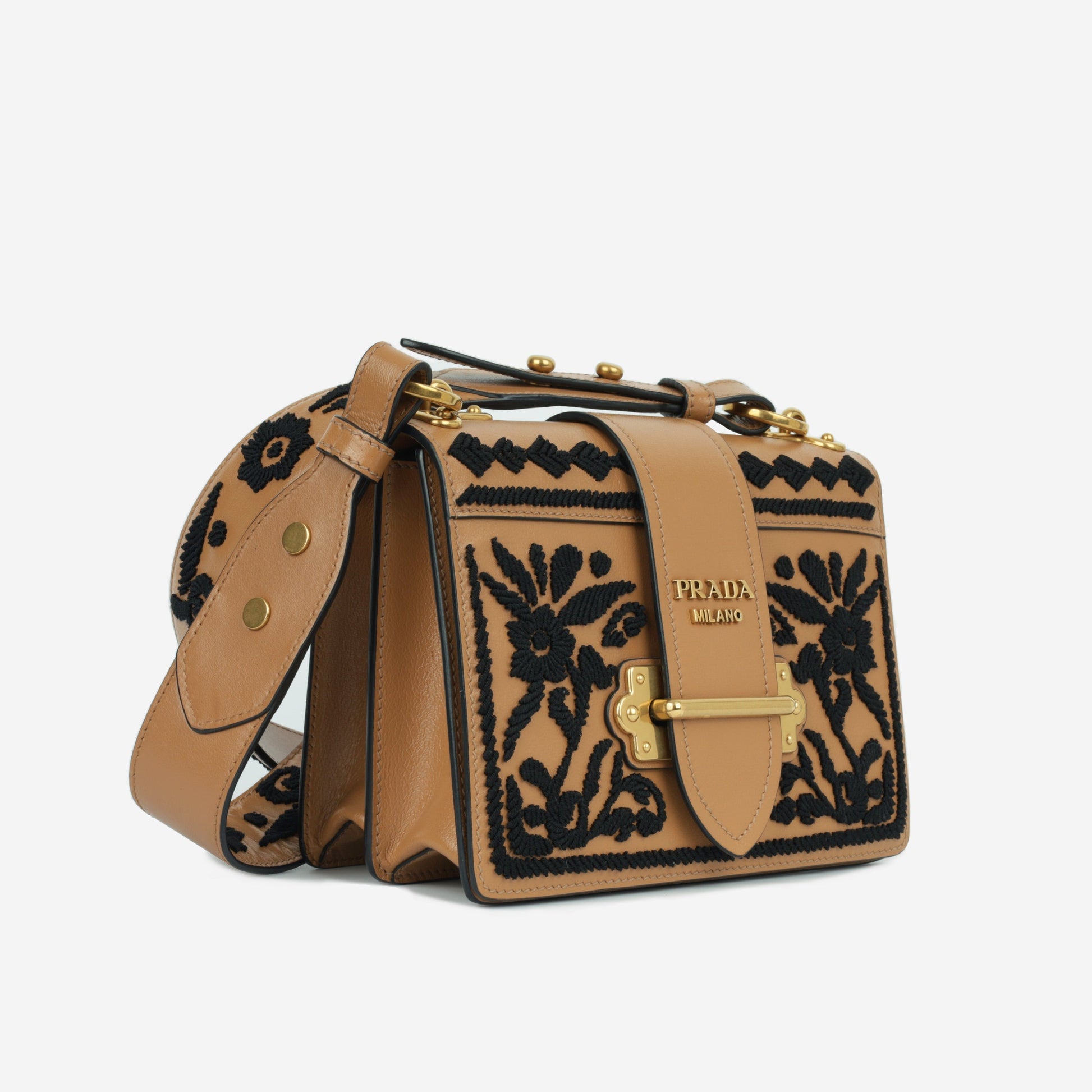 Prada Cahier Shoulder Bag Embroidered