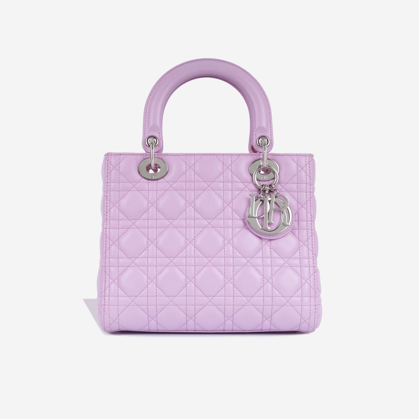 Dior Christian Lady Tote Bag Medium Lilac Lambkin Shw