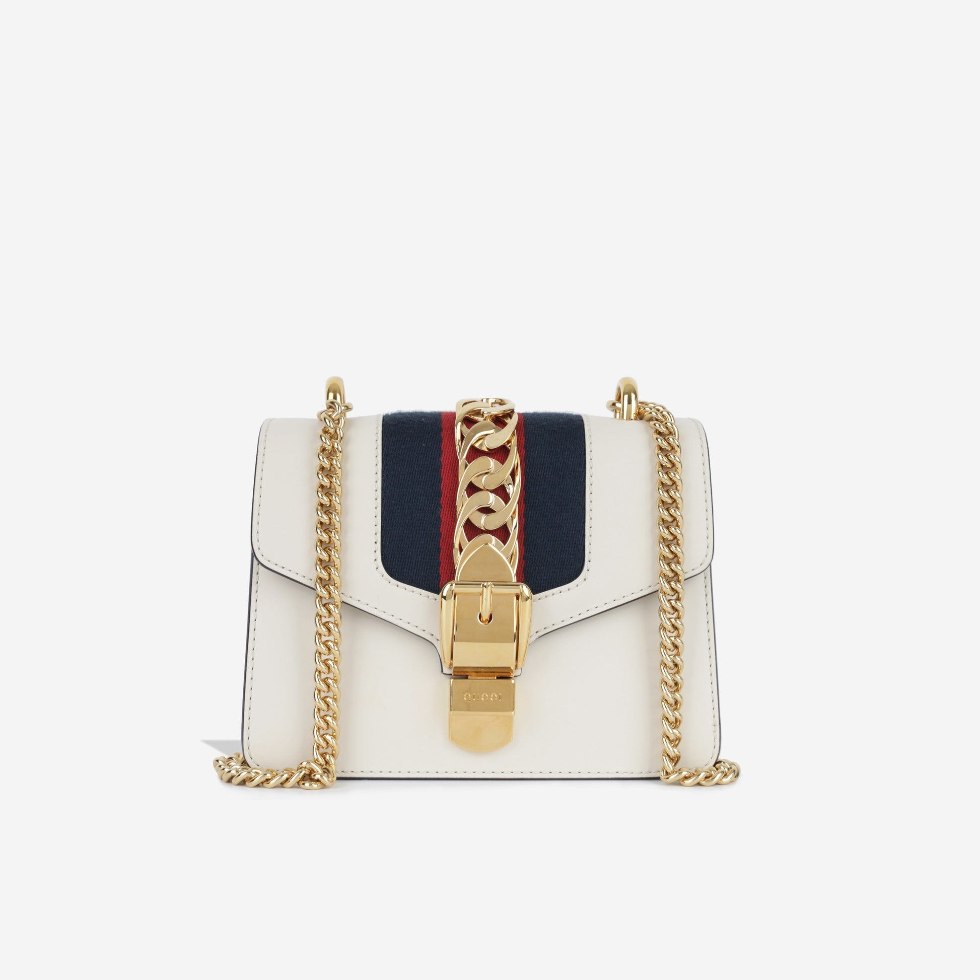 Gucci Sylvie Bag Leather Mini Shoulder Bag Blue Red