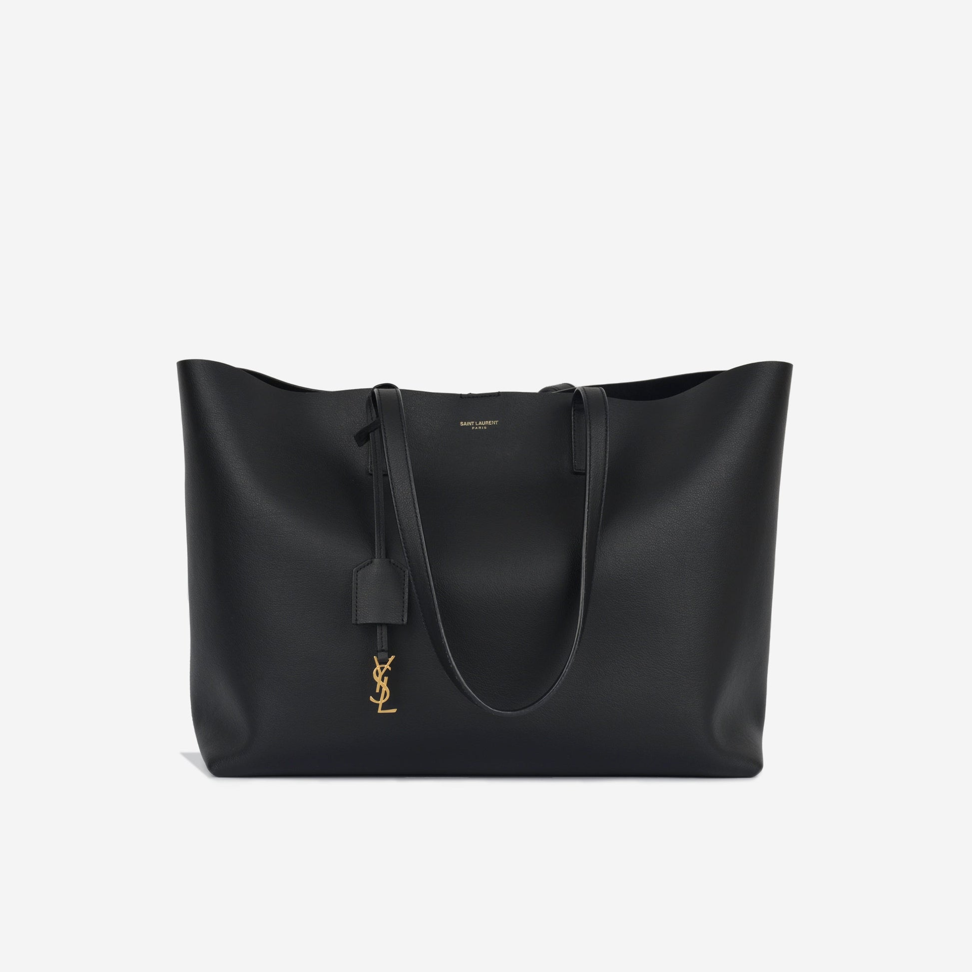 YSL Saint Laurent E W Shopper Tote Shoulder Bag Calfskin Ghw 1