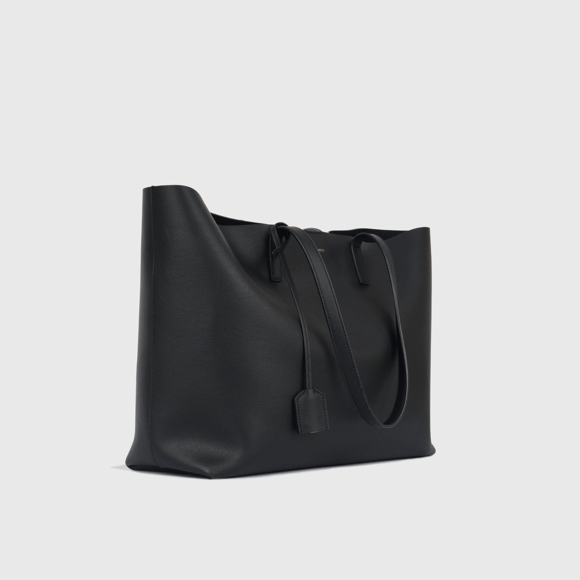YSL Saint Laurent E W Shopper Tote Shoulder Bag Black Calfskin Ghw