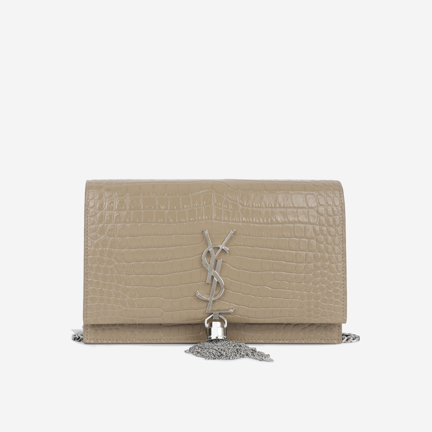 YSL Saint Laurent Kate Tassel Woc Croc Crossbody Bag Embossed