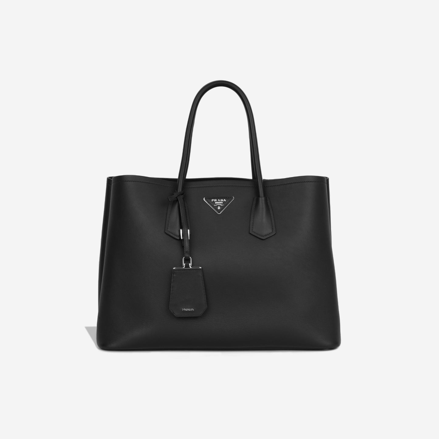 Prada Double Tote Matte Calfskin Black Large Tote Bag